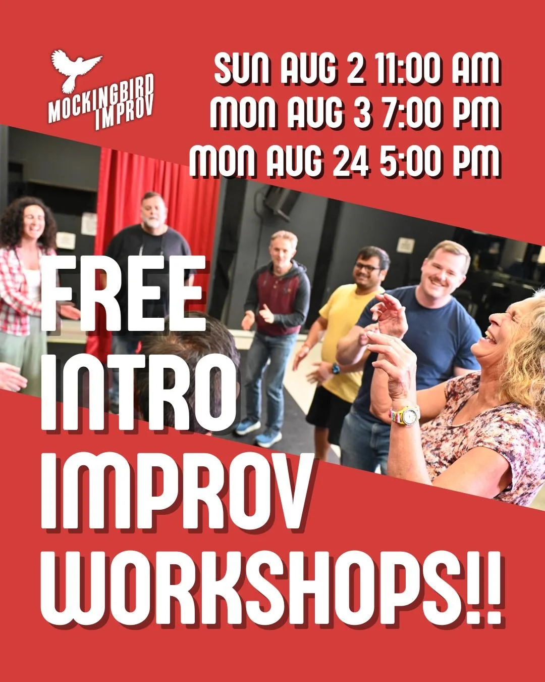 Register at link in tree! #funclass #improvclass #freeclasses #freefunstuff #libertystationsandiego #artsdistrictlibertystation #meetnewpeople #learnimprov #theatergames