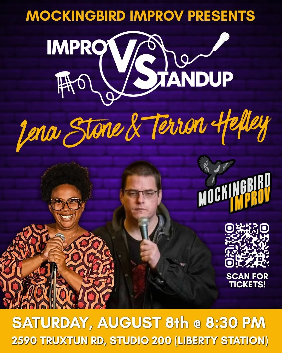 A couple a' stand-ups do their thing then improvisers do theirs. You get to sit back and laugh! 😹 

Tix in link tree