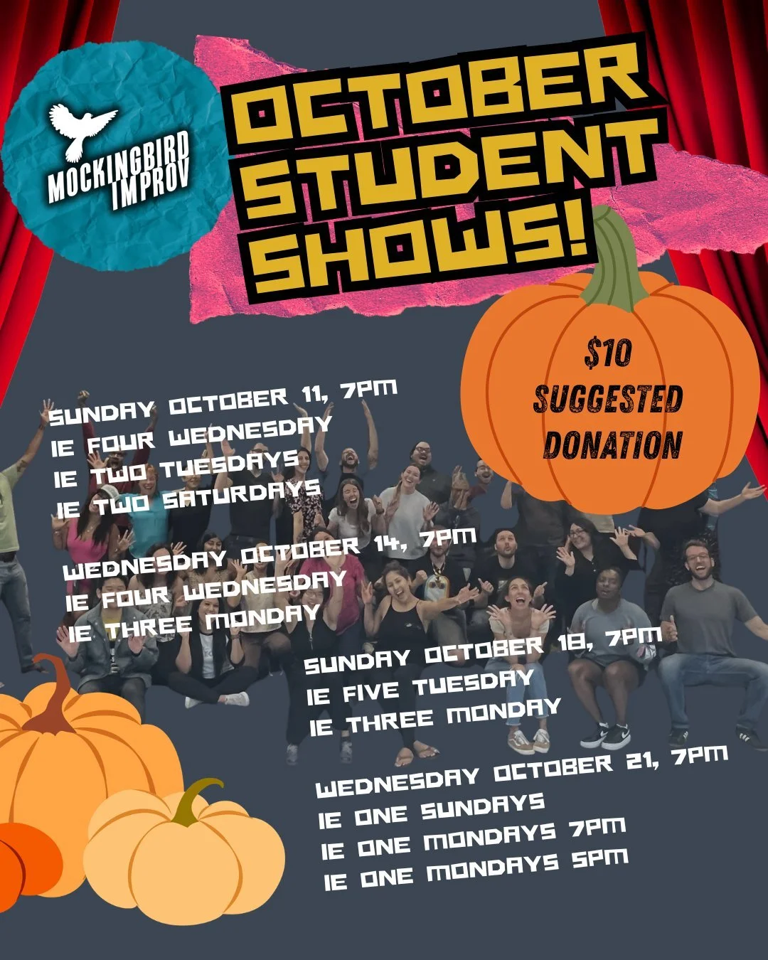 Tickets in Link Tree or mockingbirdimprov.org/tickets