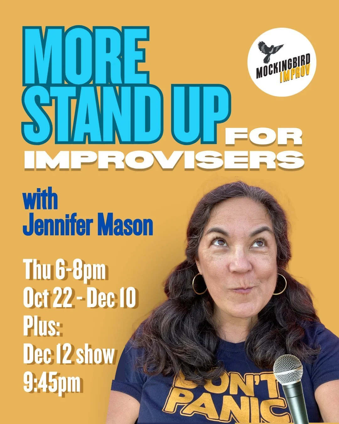 She's back! Spots are going fast, so sign up ASAP. Go to link tree or visit mockingbirdimprov.org/electives &hearts;️