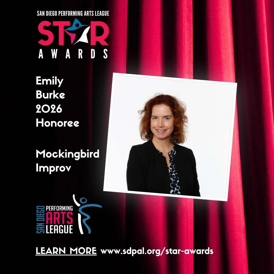 SDPAL congratulates Emily Burke, a 2026 Star Awards honoree! Emily will be awarded Monday, October 26th at Tom Ham's Lighthouse. Thank you, Emily, for the outstanding volunteer service you offer at Mockingbird Improv.

Here's more from Mockingbird Im