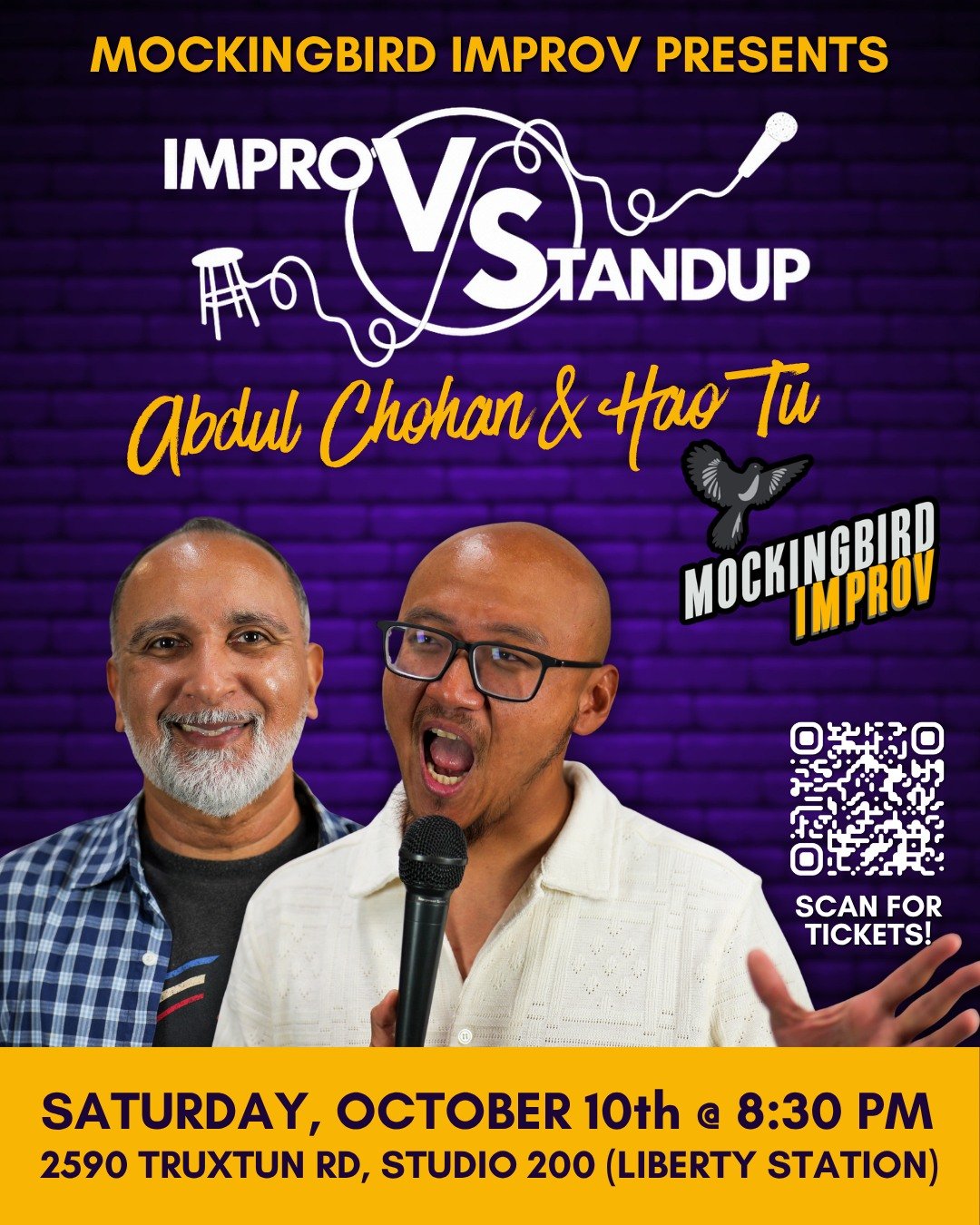 Saturday night at Mockingbird Improv
Tix in link tree or at mockingbirdimprov.org/tickets
#sandiegocomedyscene #sandiegoimprov #libertystationsandiego @chohansolo @hao24real