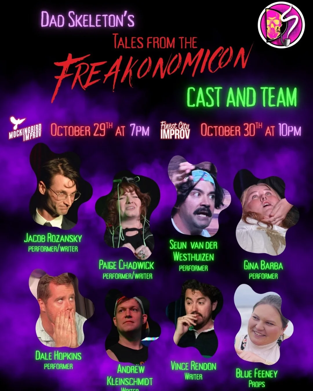 TONIGHT AT 7
DAD SKELETON is in the house with their Halloween show: TALES FROM THE FREAKONOMICON!!!!!!
Tickets now at link tree or mockingbirdimprov.org/tickets

#boo #halloween #thursdaynightsandiego #artsdistrictlibertystation #libertystationsandi