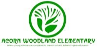 Acorn Woodland Elementary Logo in Green with an illustrated acorn