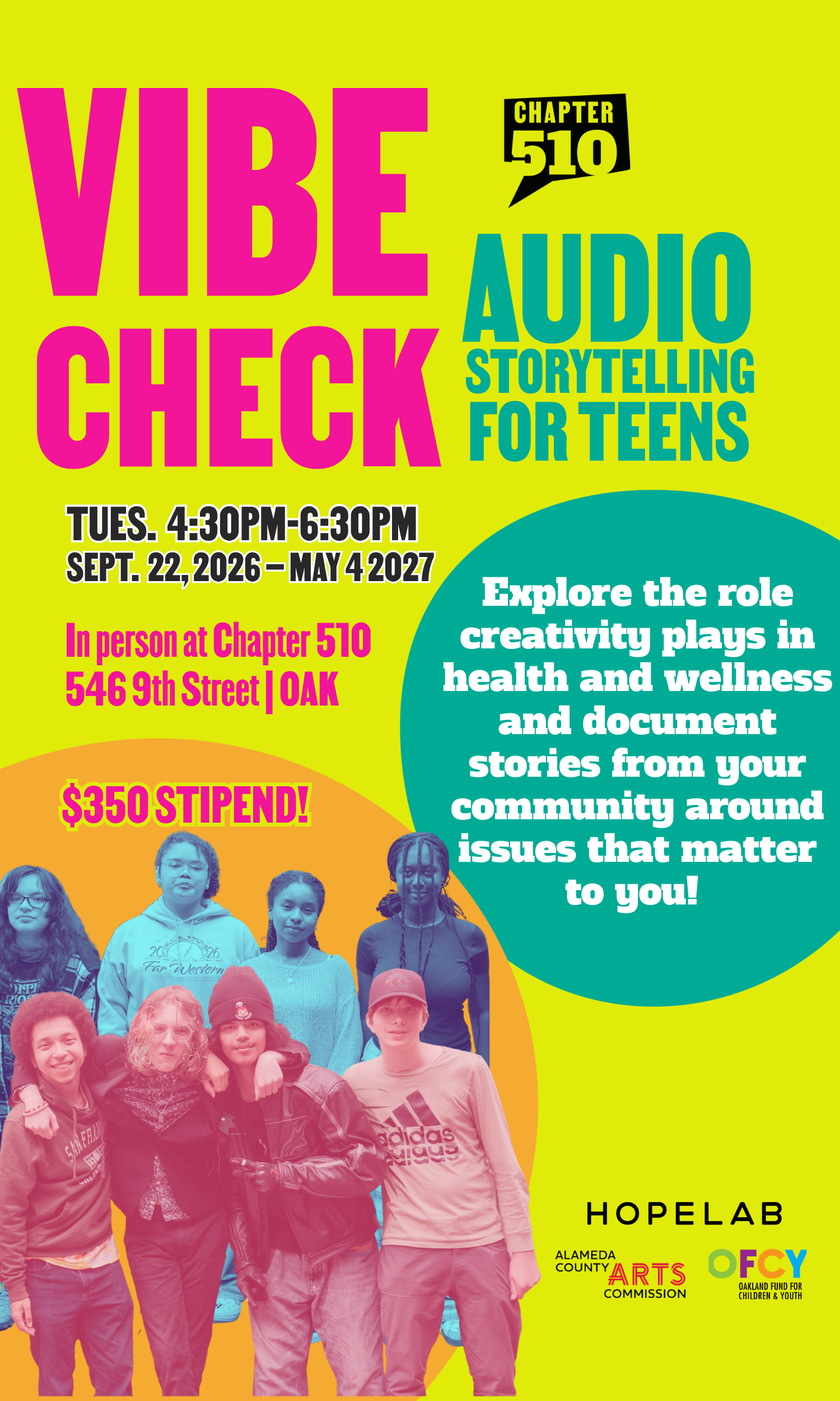 Vibe Check: An Audio Storytelling Program For Teens (Fall 2026—Spring 2027) 