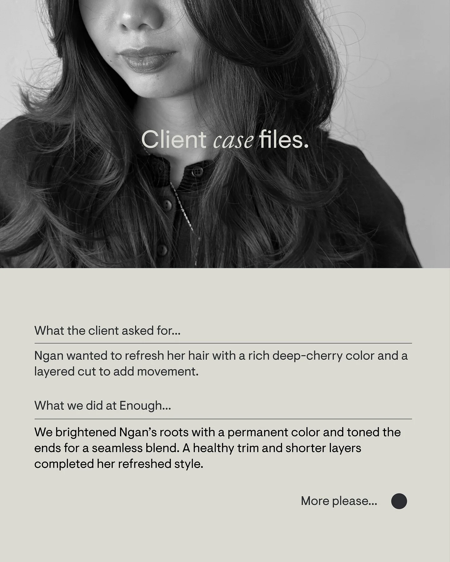 Ngan wanted a deep cherry refresh with layers that move - and Ann delivered! Roots lifted with permanent colour, ends toned for a seamless finish, and a healthy trim to boost volume and shine.

Swipe for the colour 🍒