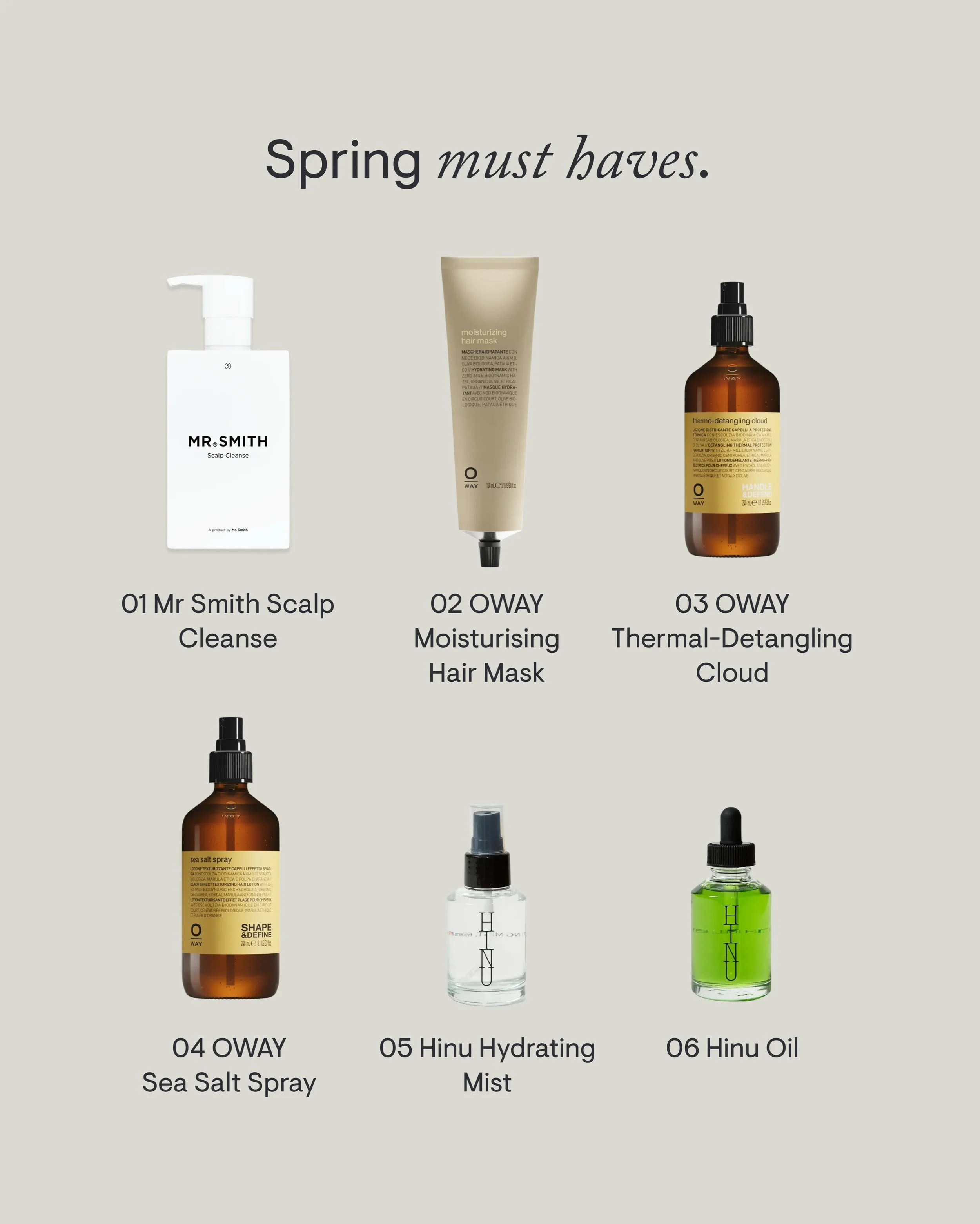 Spring is here (finally)!

Here are our must-haves for the season ahead - including the much-loved Hinu Hair Growth Oil now stocked at Enough.