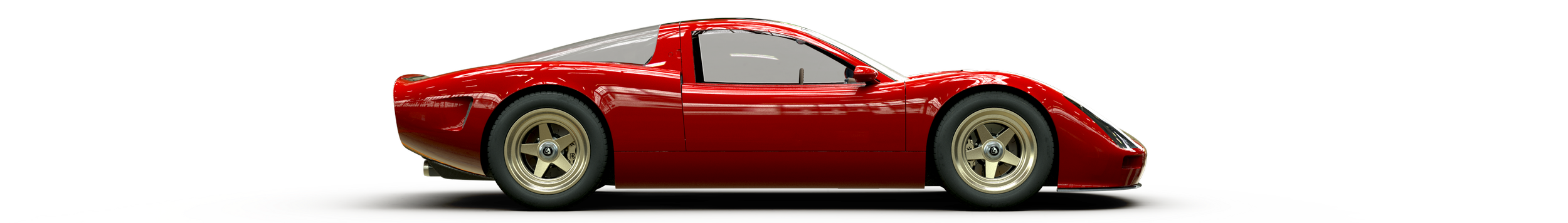 A 3D Rendering of the shoreline LM Coupe sports car inspired by vintage sport prototype race cars