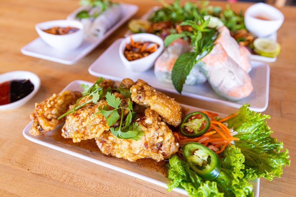   Saigon Chicken Wings &amp; Gỏi Cuốn - Fresh Spring Rolls     Photo courtesy of Shank &amp; Bone  