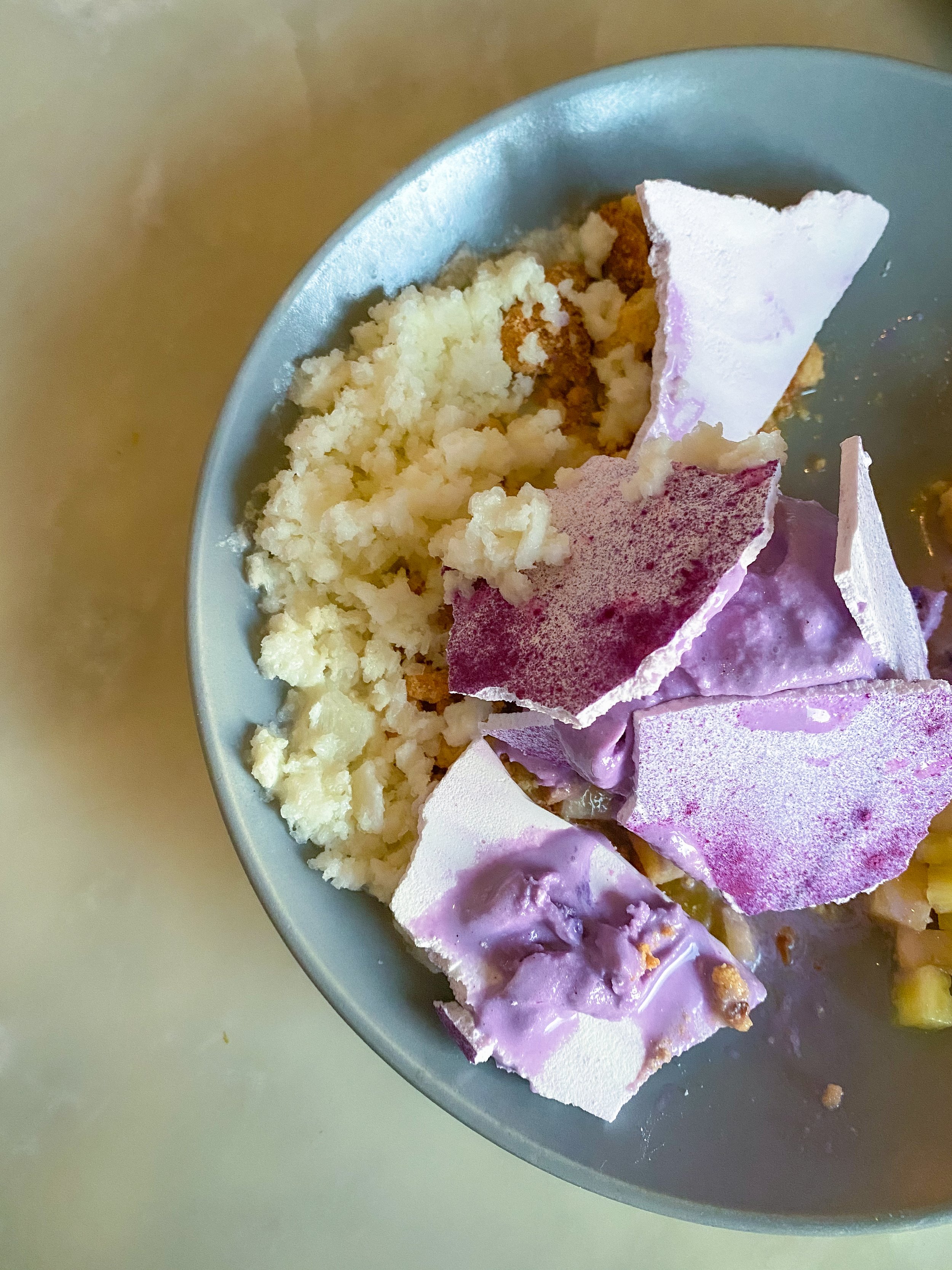 Ube meringue on deconstructed Halo Halo