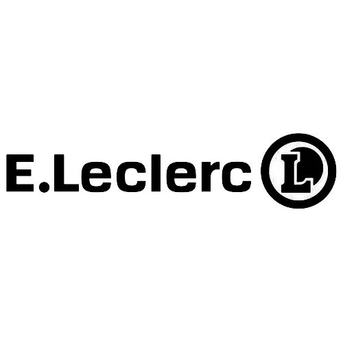 Logo de E. Leclerc avec un cercle noir et un 'L' blanc à l'intérieur