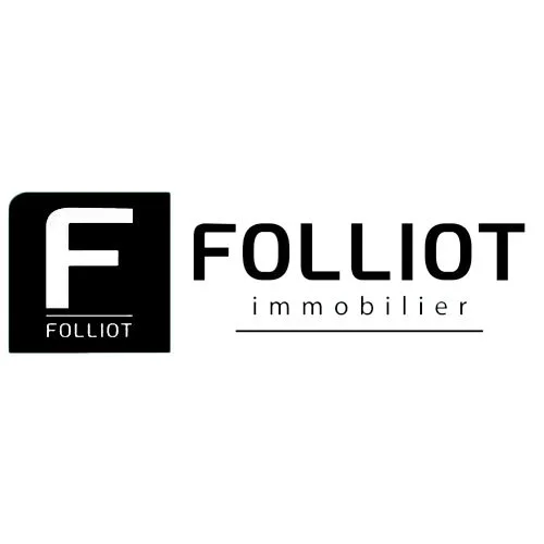 Logo de Folliots Immobilier avec un grand 'F' dans un carré noir et le nom 'FOLLIOT immobilier' écrit à côté.
