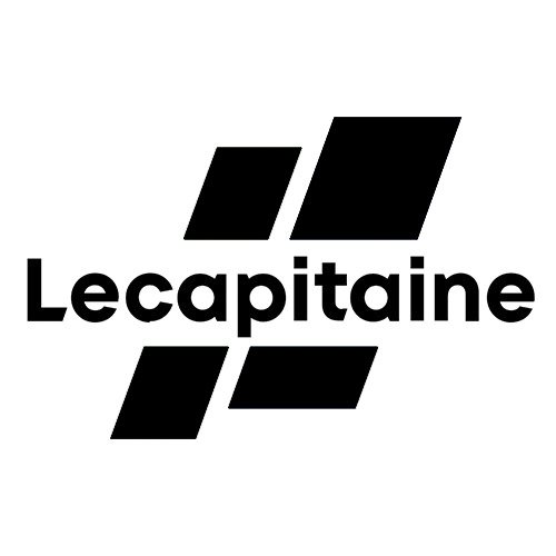 Logo avec quatre formes géométriques noires et le texte « Lecapitaine » en gras.