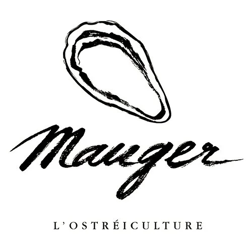 Logo avec une huître stylisée et le texte "Mauger" en cursive, avec "L'OSTRÉICULTURE" en dessous.