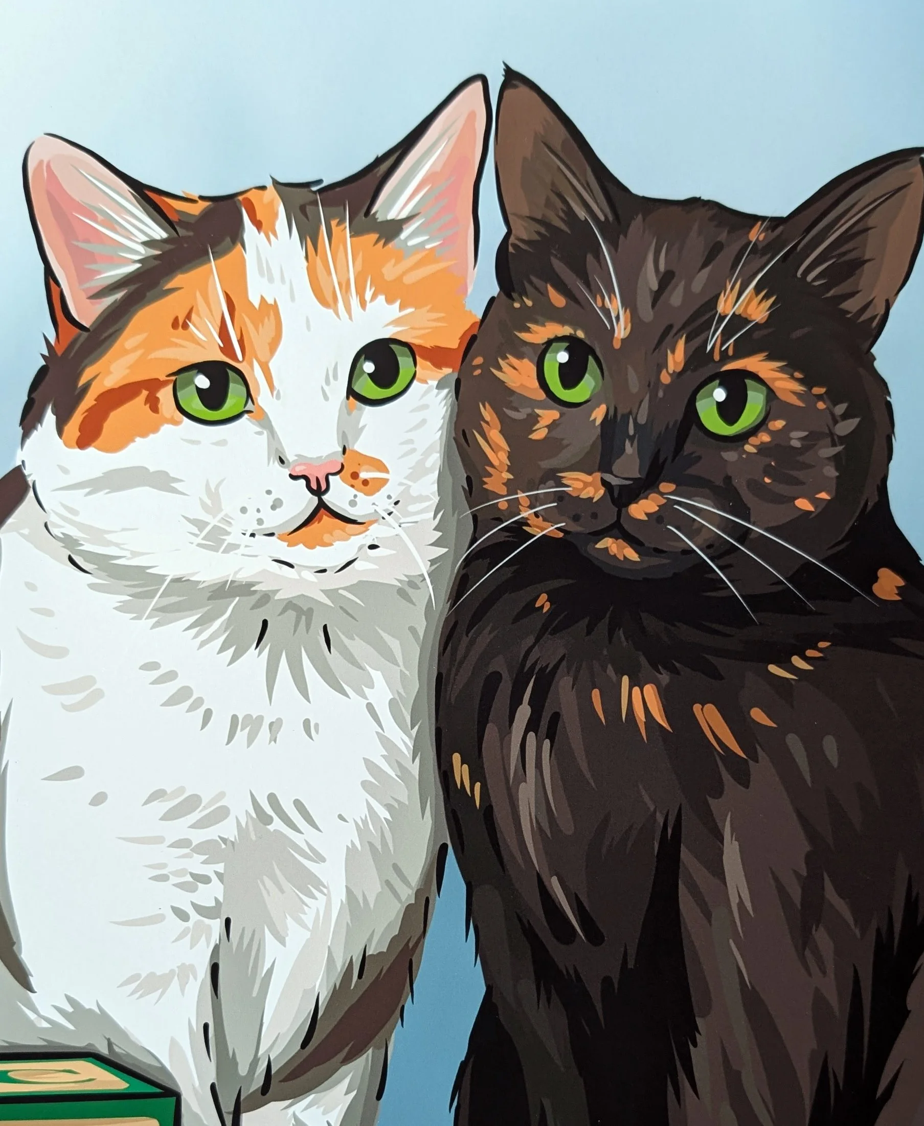 Nina and Callie cats custom pet portrait