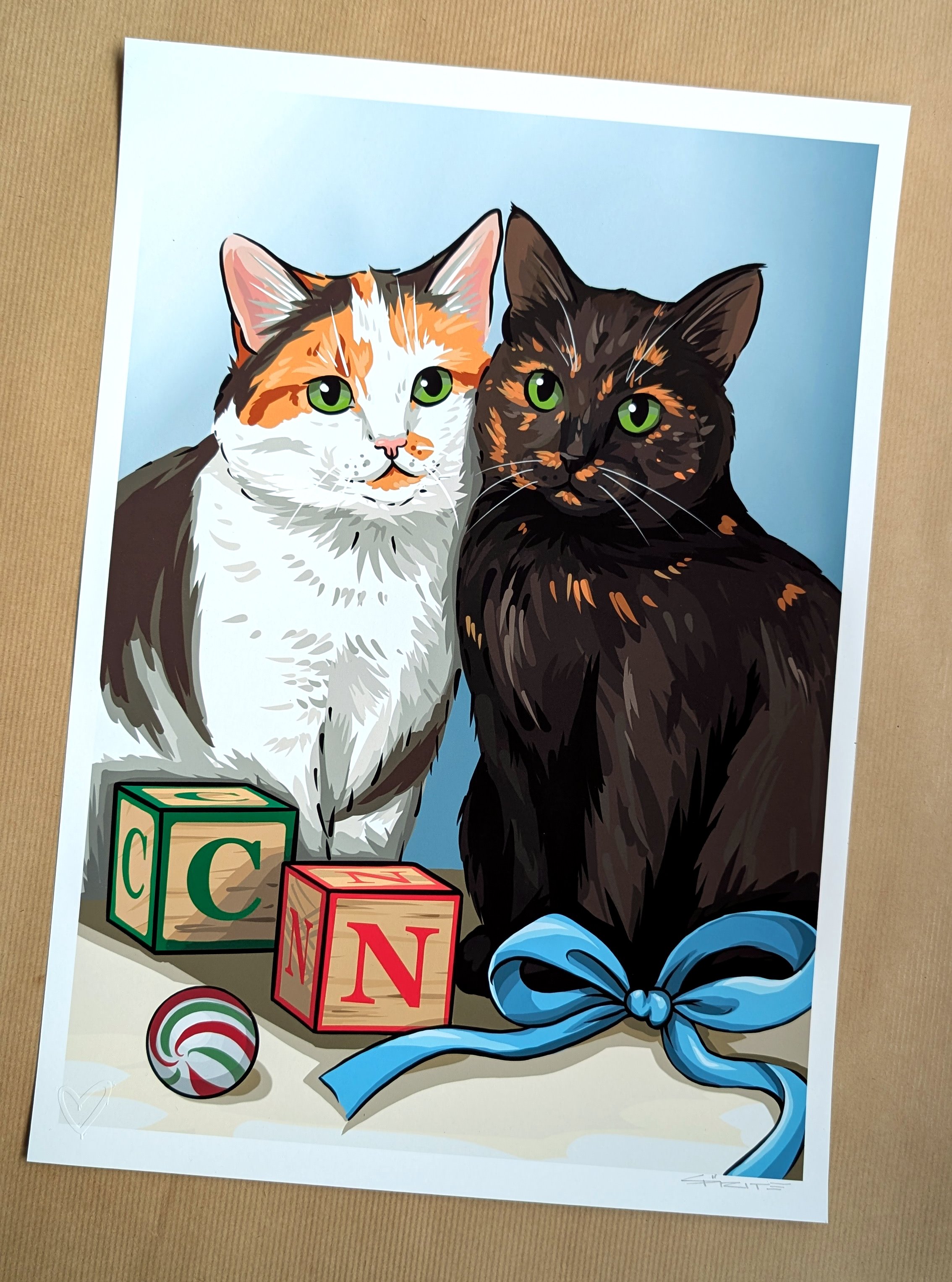  cats custom pet portrait