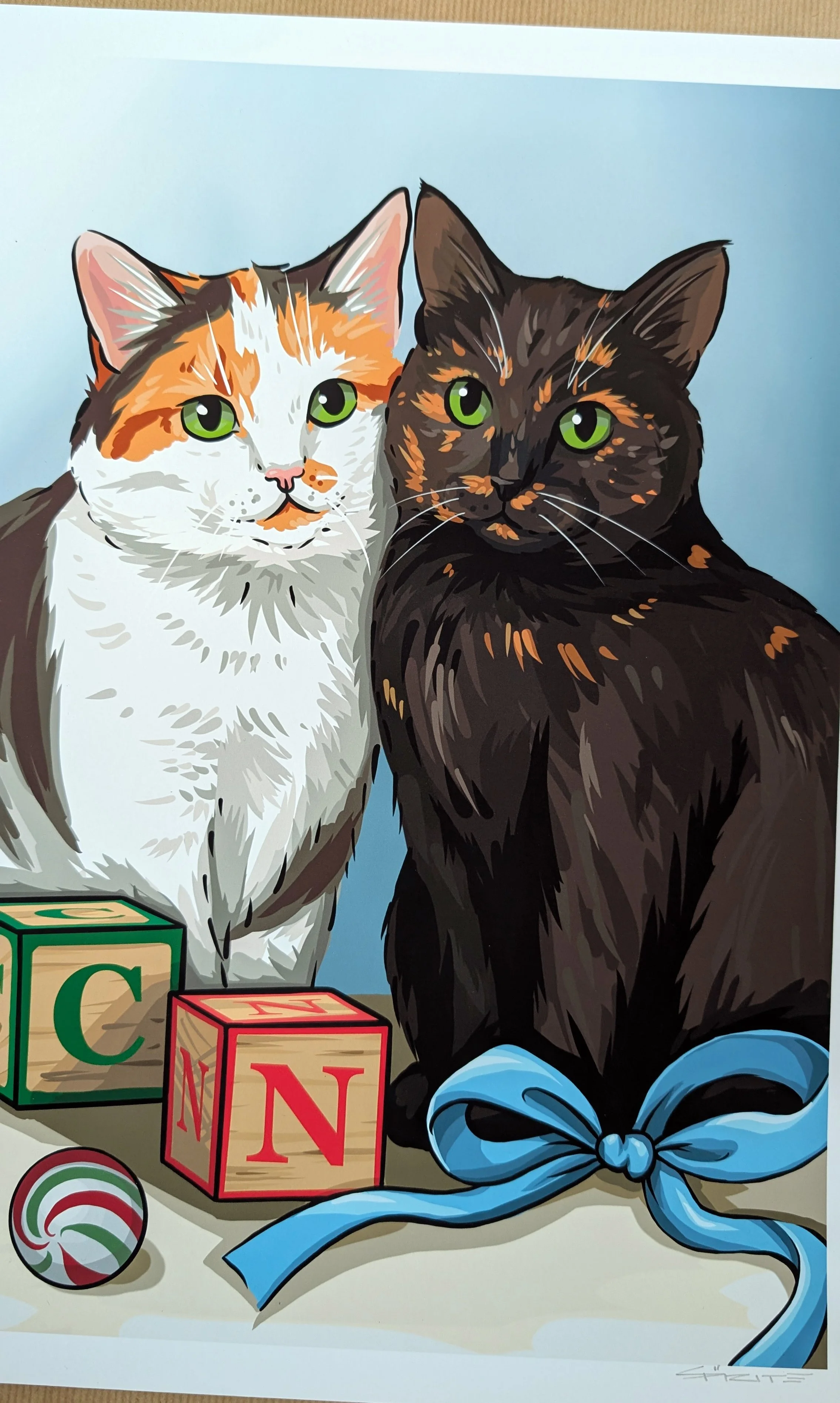  cats custom pet portrait