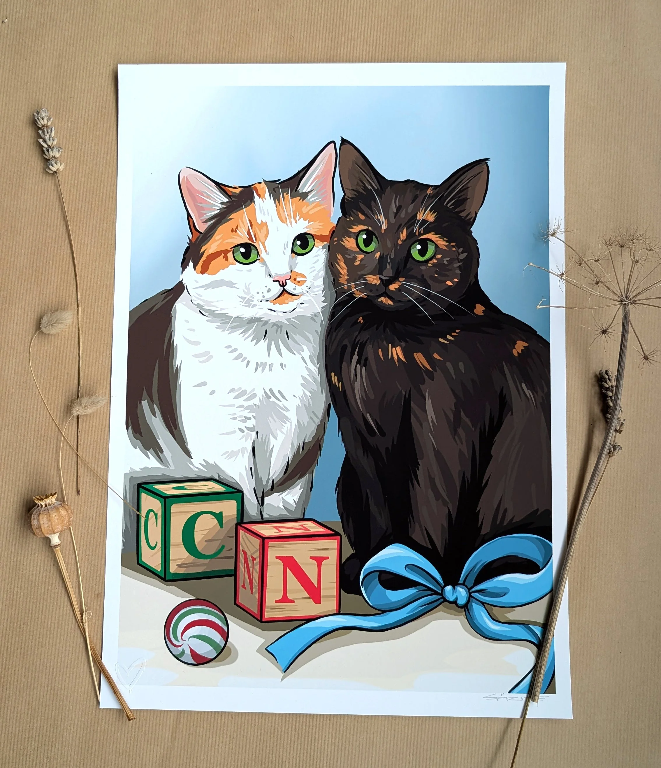 Commission Story: "Sisters" Custom Cat Portrait