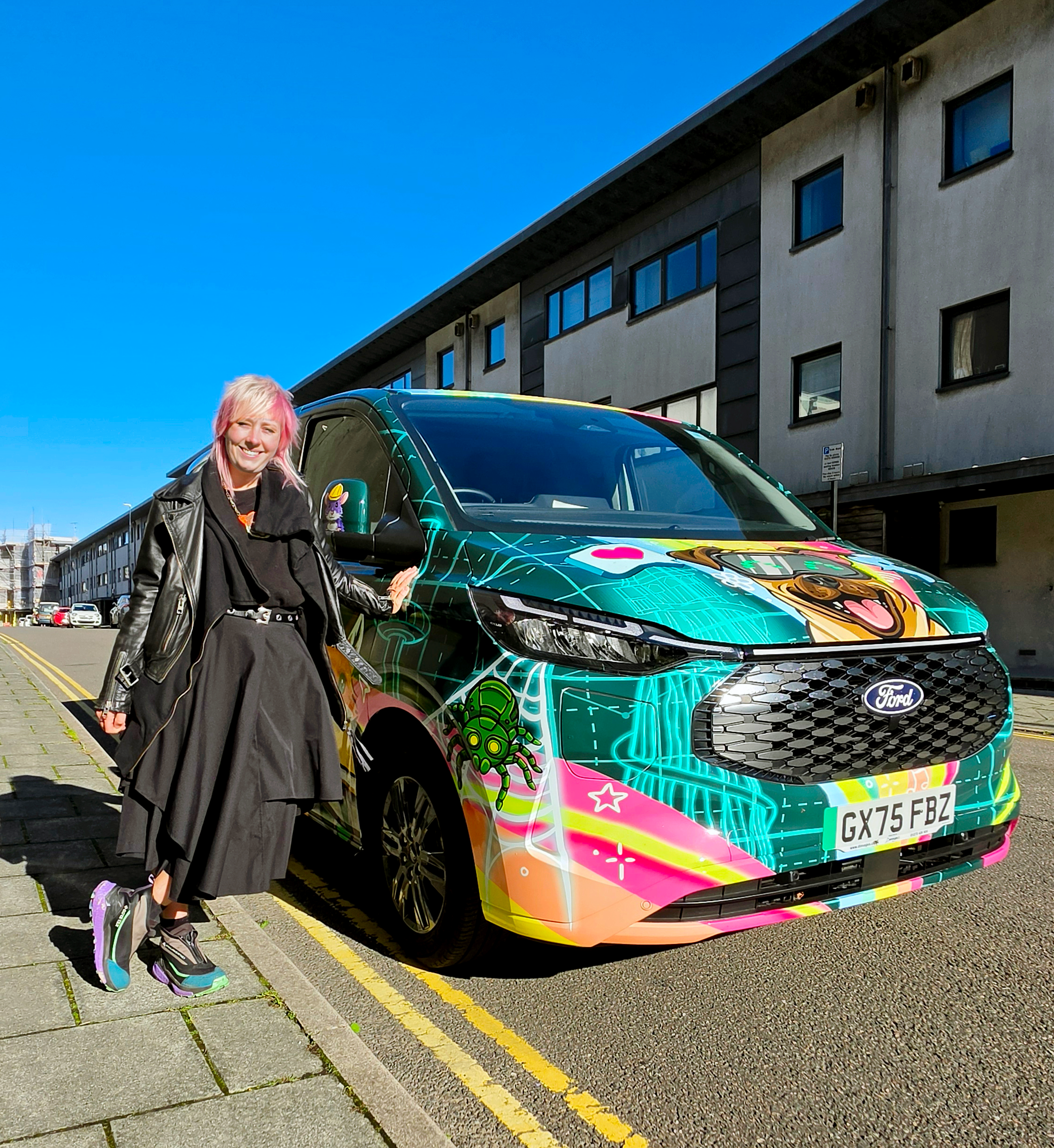 Artist Sprite with her Design for Brighton Fibre!
