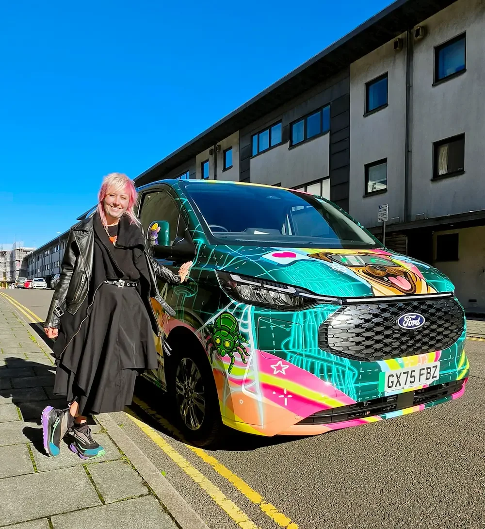 Artist Sprite with her Design for Brighton Fibre!