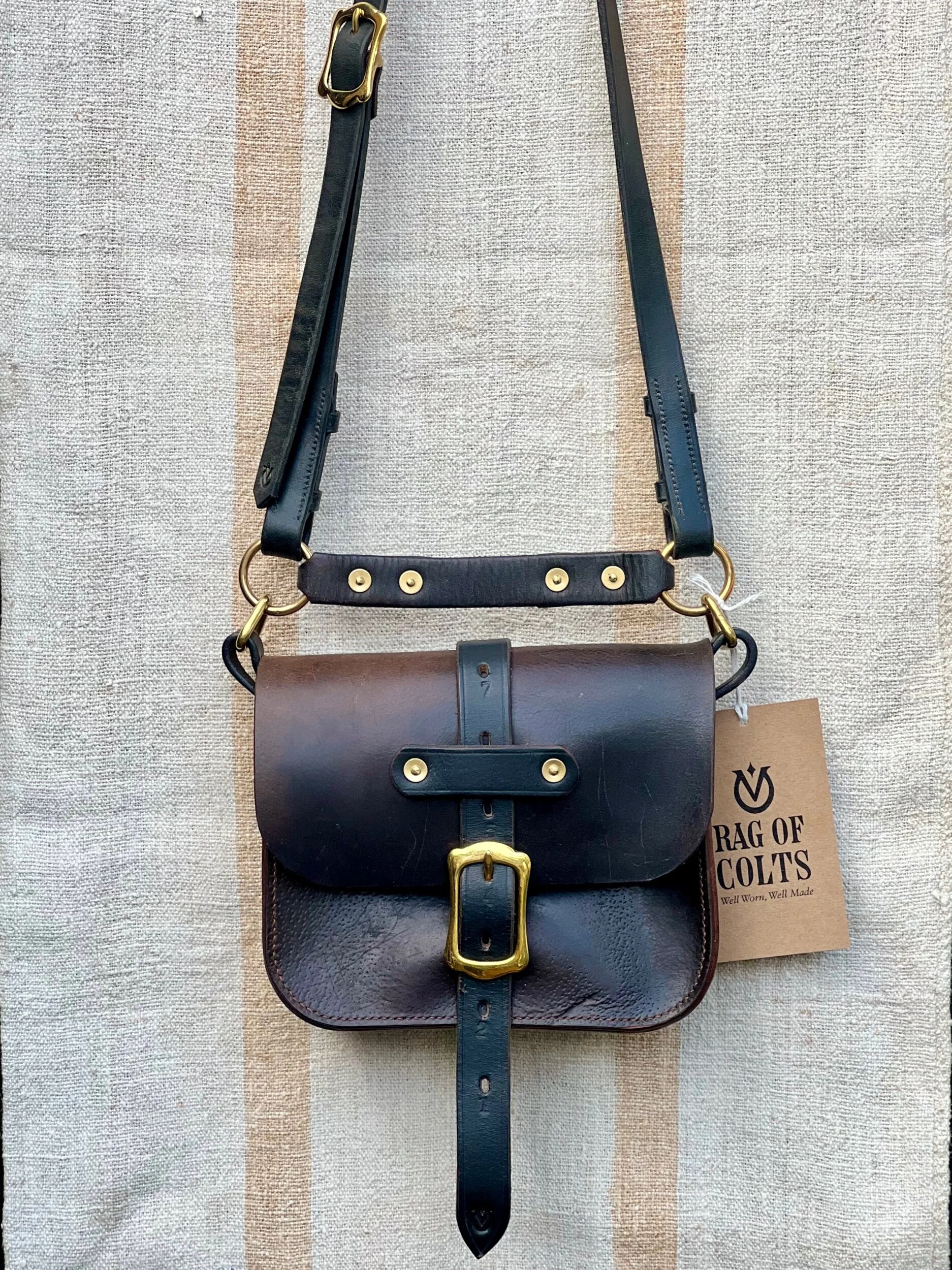 Rag of Colts, handmade repurposed vintage leather leatherwork leatherbag hand stitched bag leatherbag handbag satchel manbag