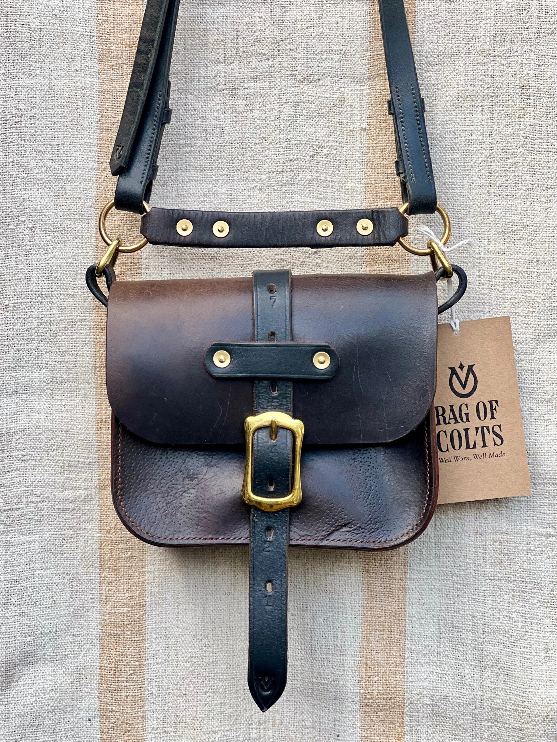 Rag of Colts, handmade repurposed vintage leather leatherwork leatherbag hand stitched bag leatherbag handbag satchel manbag