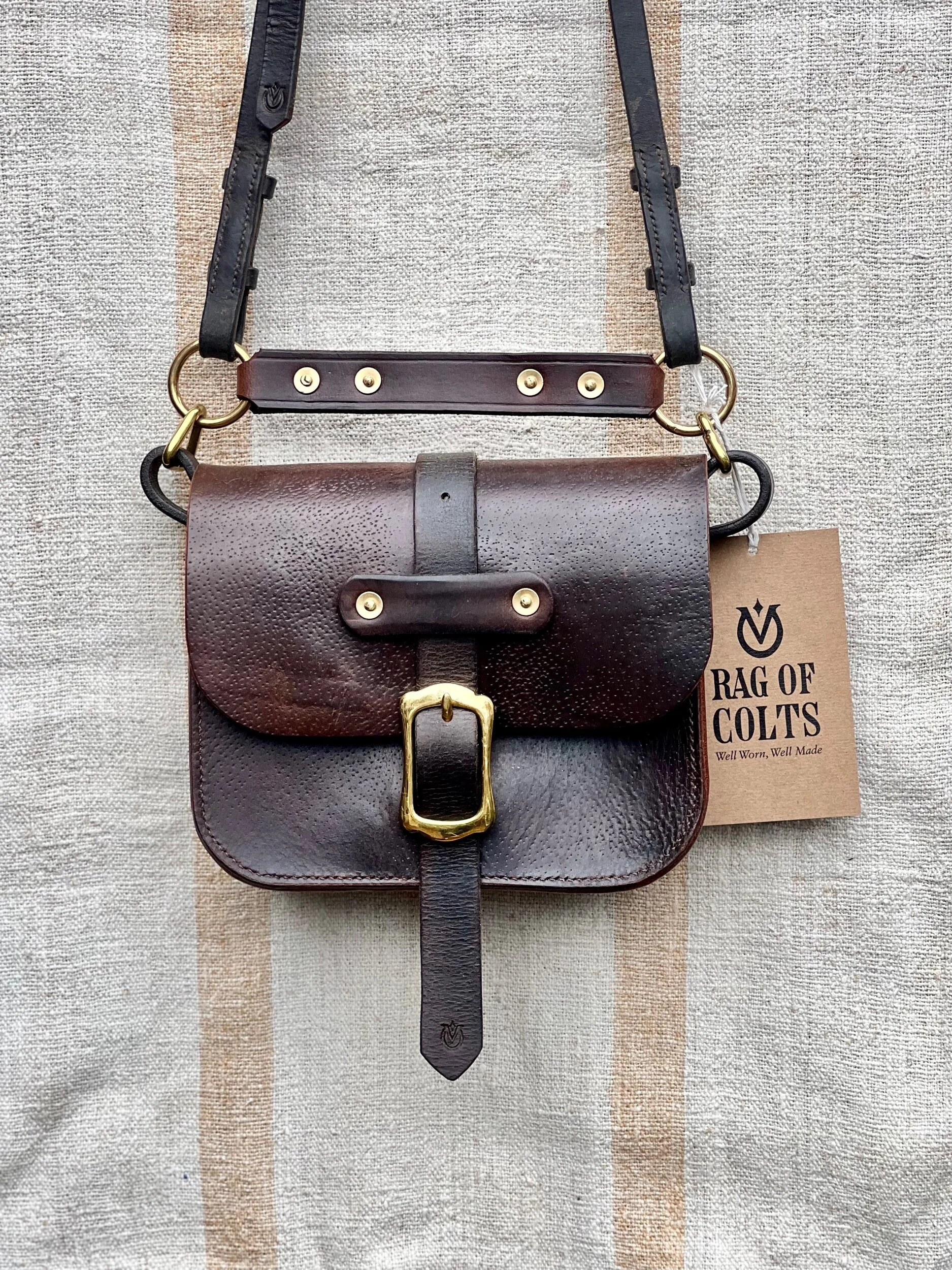 Rag of Colts, handmade repurposed vintage leather leatherwork leatherbag hand stitched bag leatherbag handbag satchel manbag