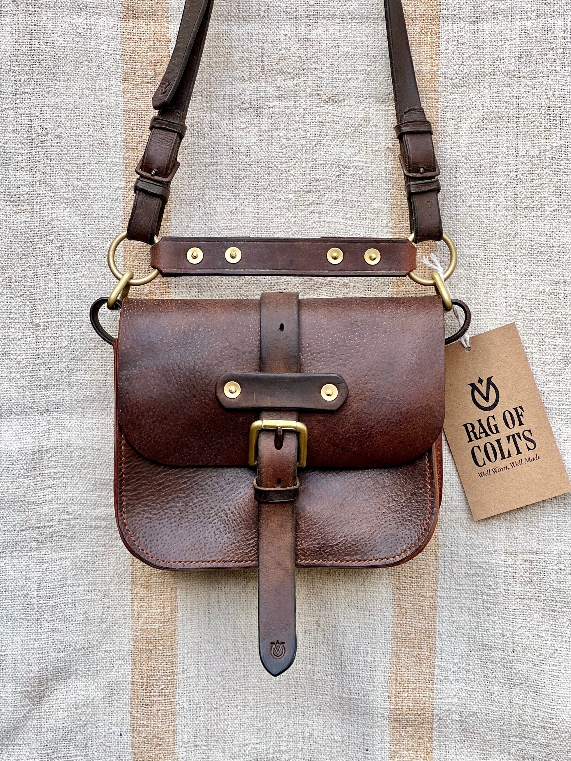 Rag of Colts, handmade repurposed vintage leather leatherwork leatherbag hand stitched bag leatherbag handbag satchel manbag