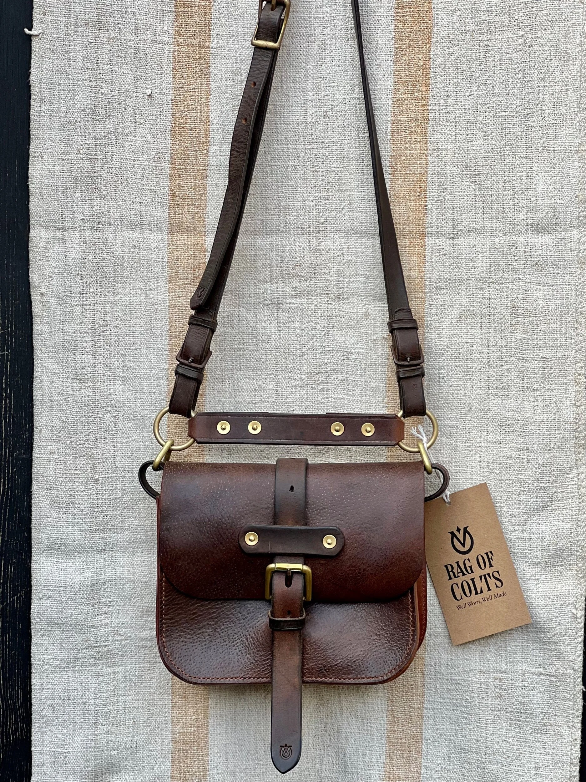 Rag of Colts, handmade repurposed vintage leather leatherwork leatherbag hand stitched bag leatherbag handbag satchel manbag