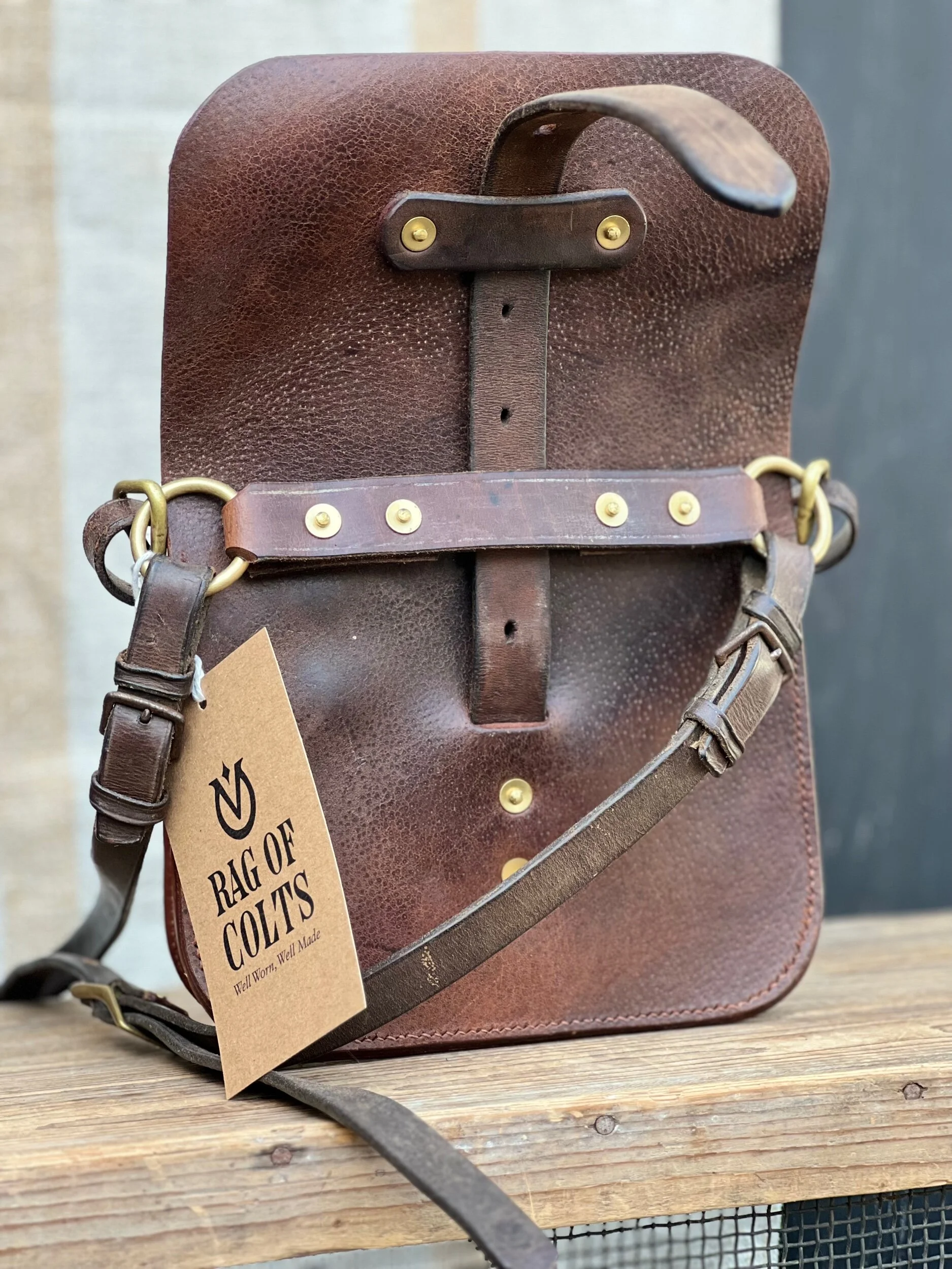 Rag of Colts, handmade repurposed vintage leather leatherwork leatherbag hand stitched bag leatherbag handbag satchel manbag