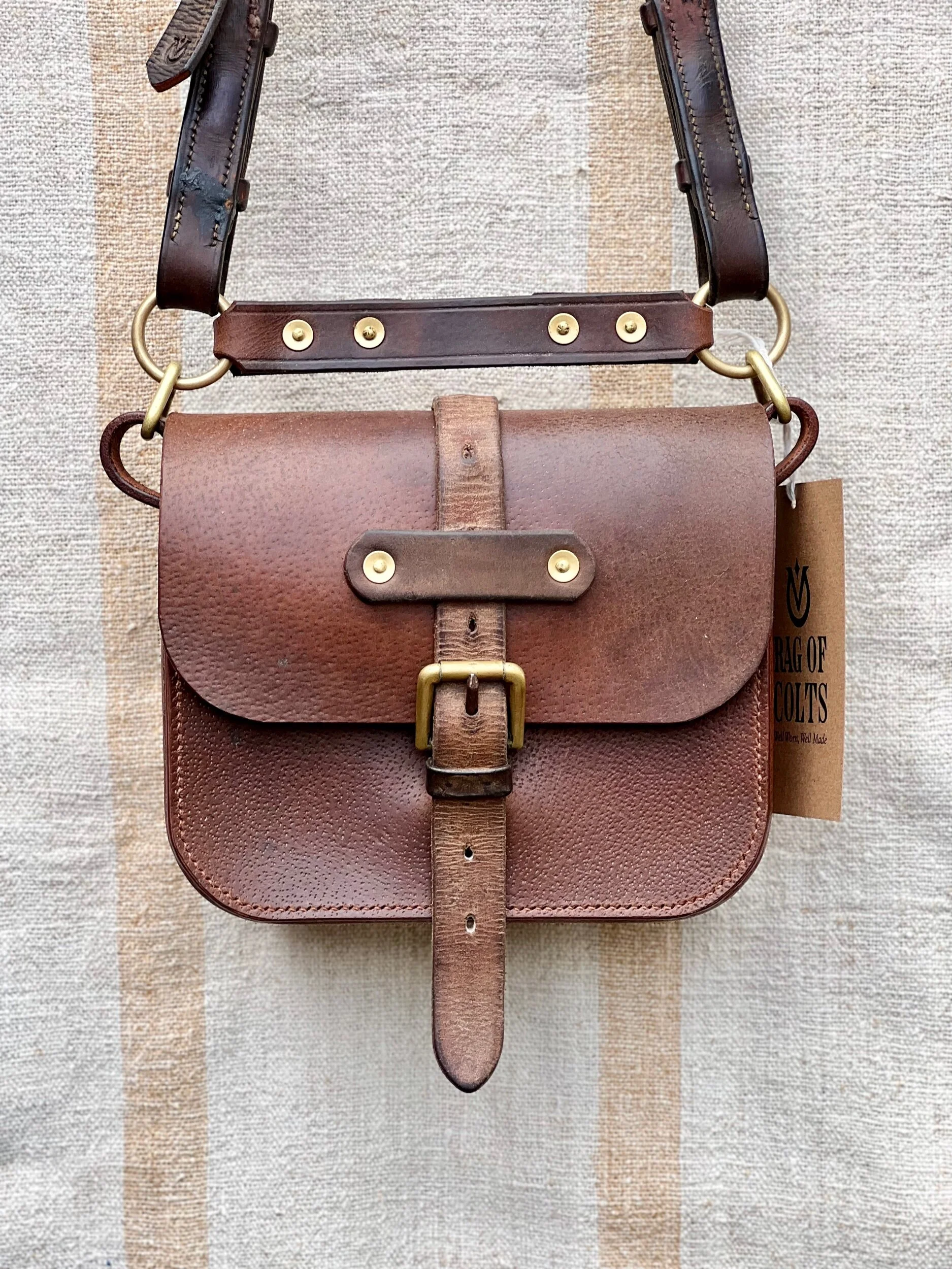 Rag of Colts, handmade repurposed vintage leather leatherwork leatherbag hand stitched bag leatherbag handbag satchel manbag