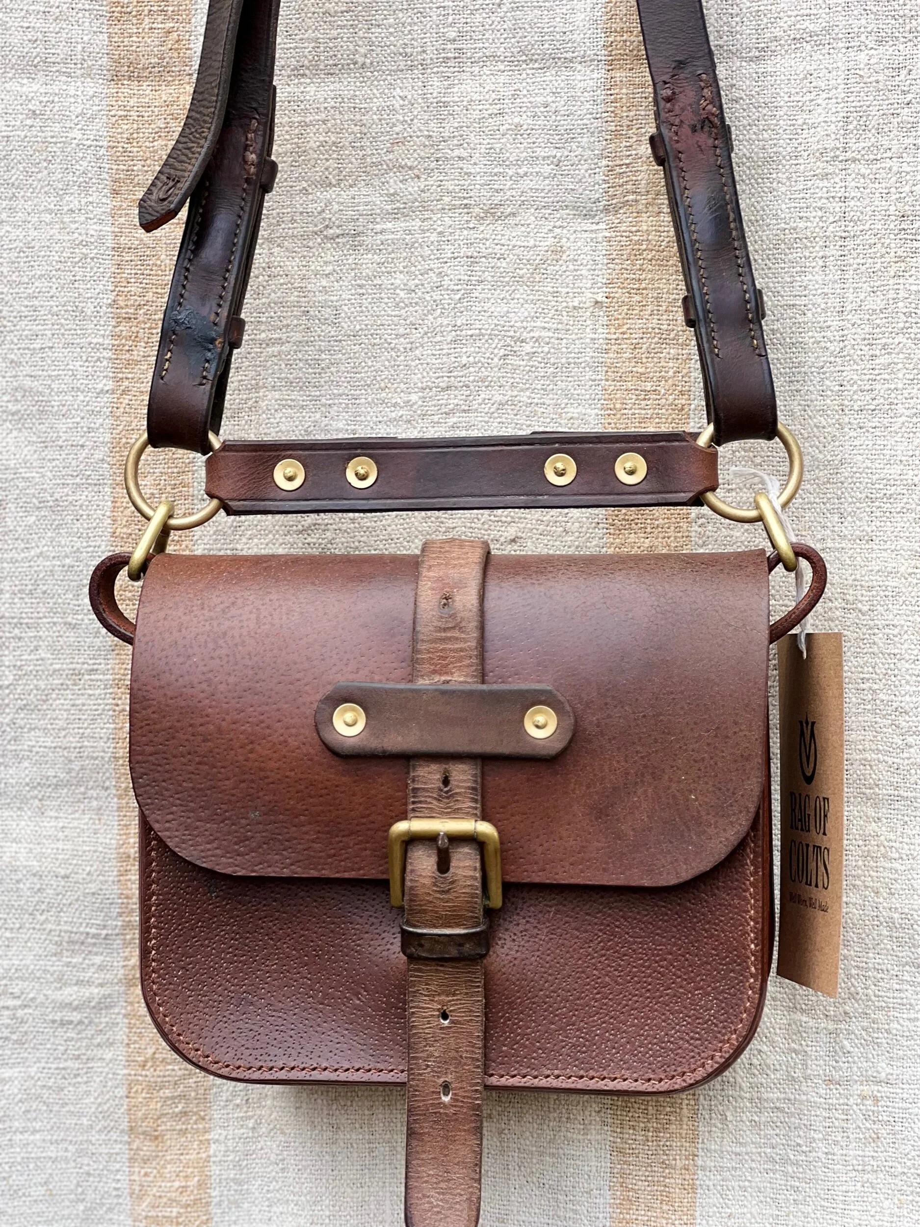 Rag of Colts, handmade repurposed vintage leather leatherwork leatherbag hand stitched bag leatherbag handbag satchel manbag