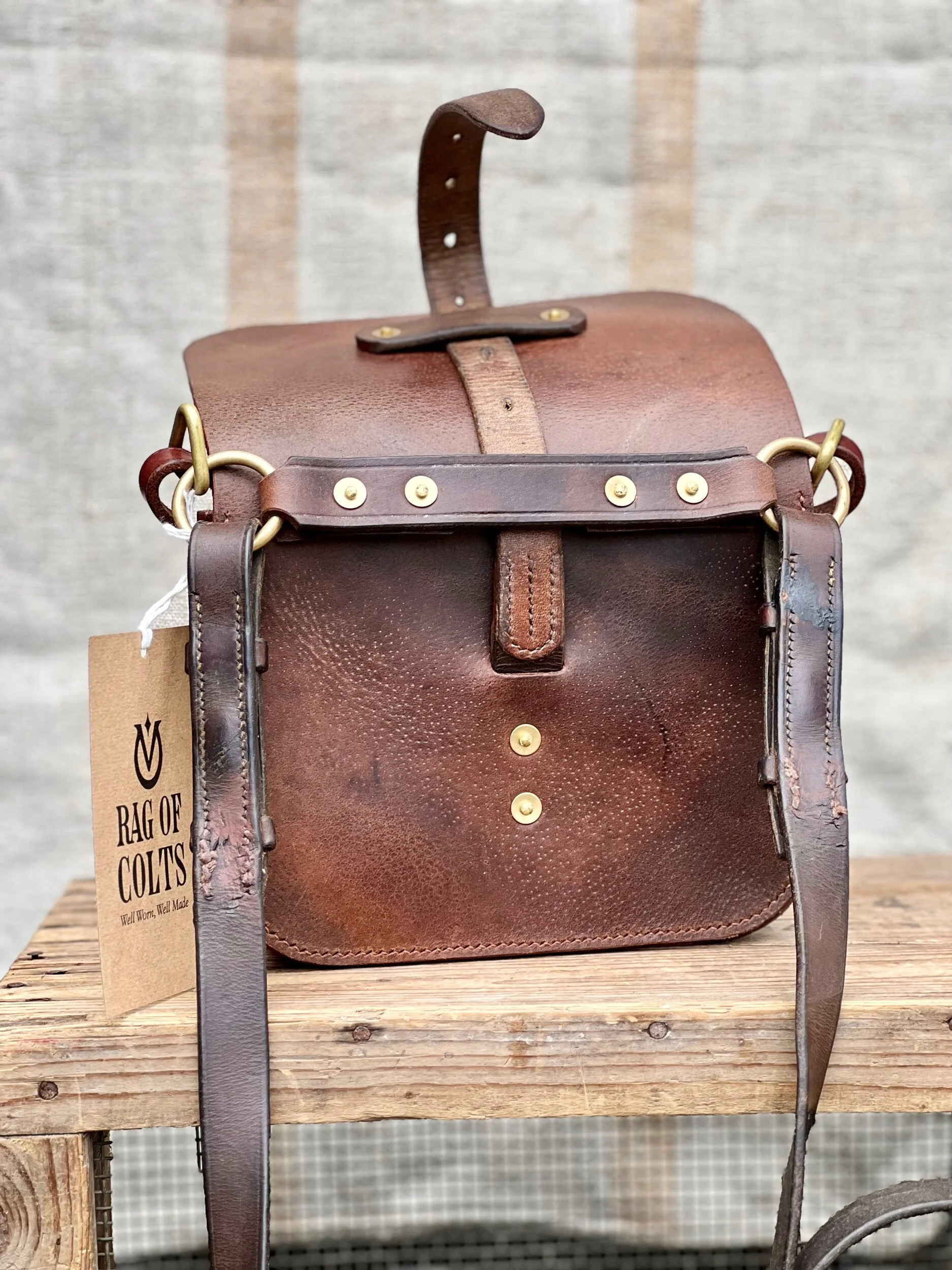 Rag of Colts, handmade repurposed vintage leather leatherwork leatherbag hand stitched bag leatherbag handbag satchel manbag