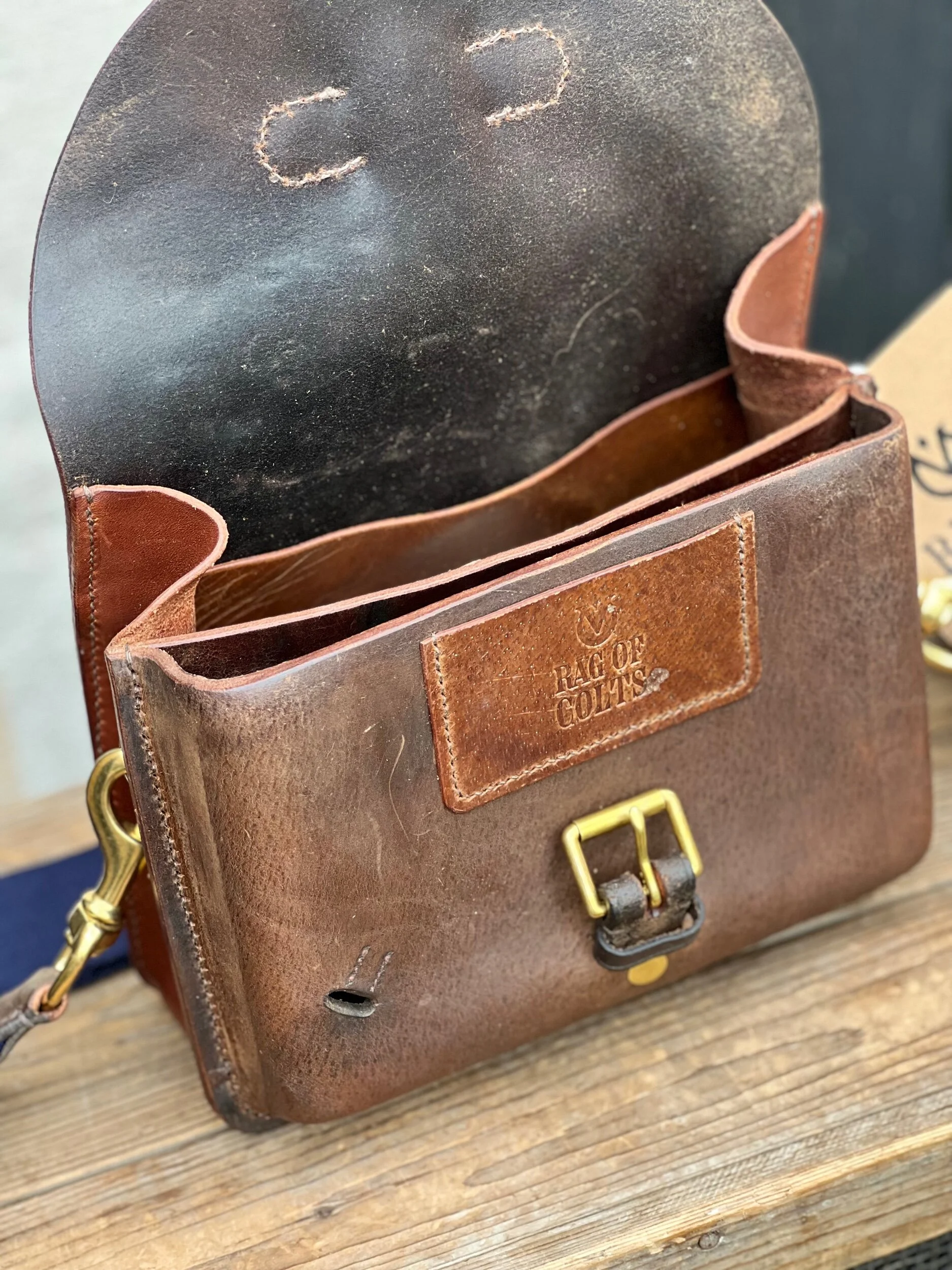 Rag of Colts, Handmade Repurposed Leatherwork Handbag Hand Stitched Leather Bag Satchel