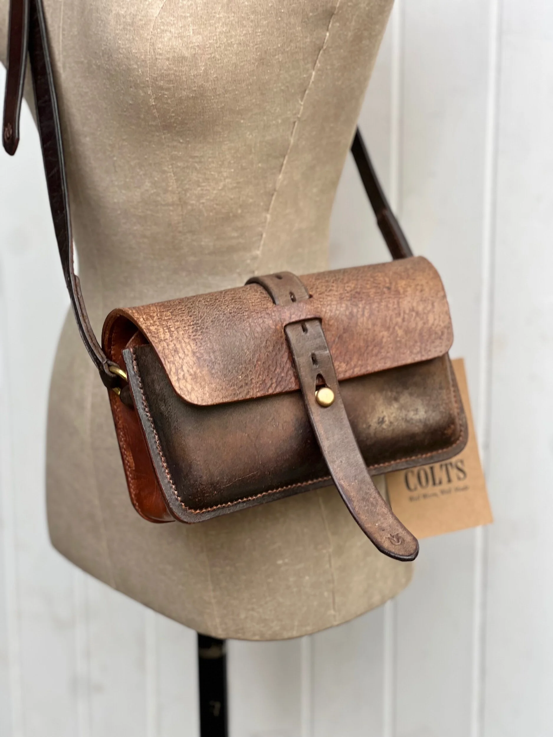 Rag of Colts, Handmade Repurposed Leatherwork Handbag Hand Stitched Leather Bag