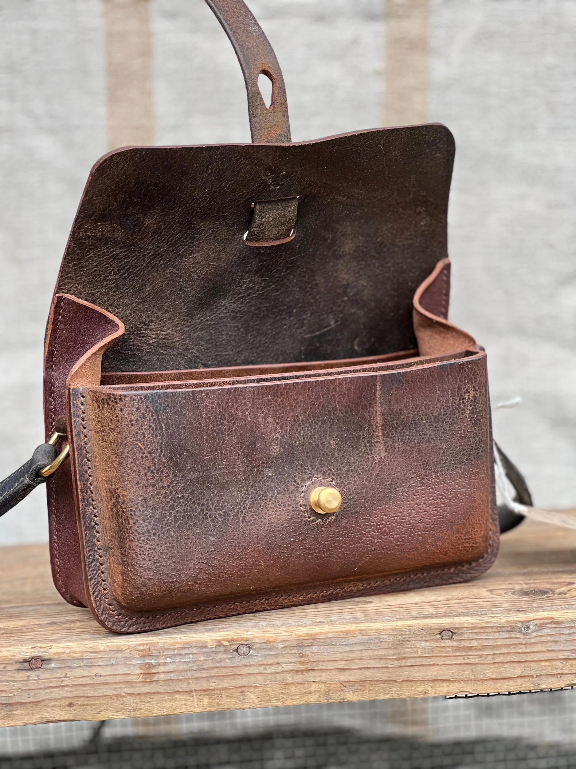 Rag of Colts handmade repurposed saddle leather handbag handstitched