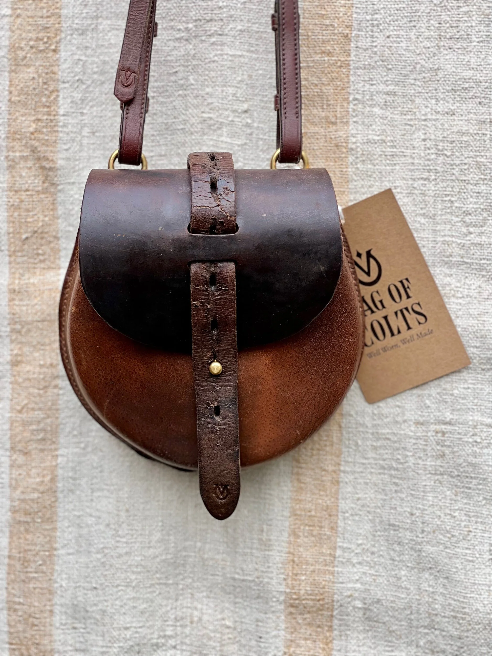 Rag of Colts handmade saddle leather bag, belt bag, handbag, handmade repurposed saddle leather