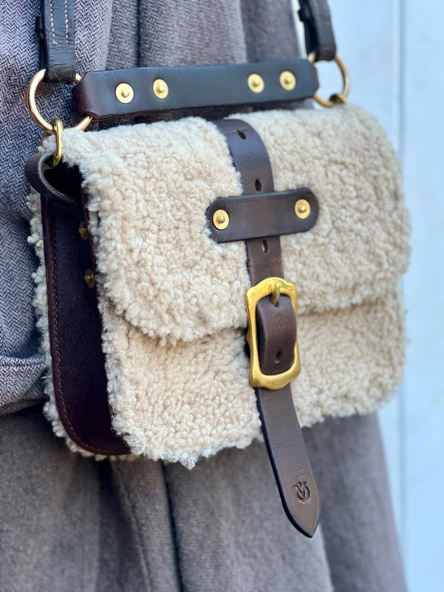 rag of colts handmade repurposed leatherwork shearling handbag