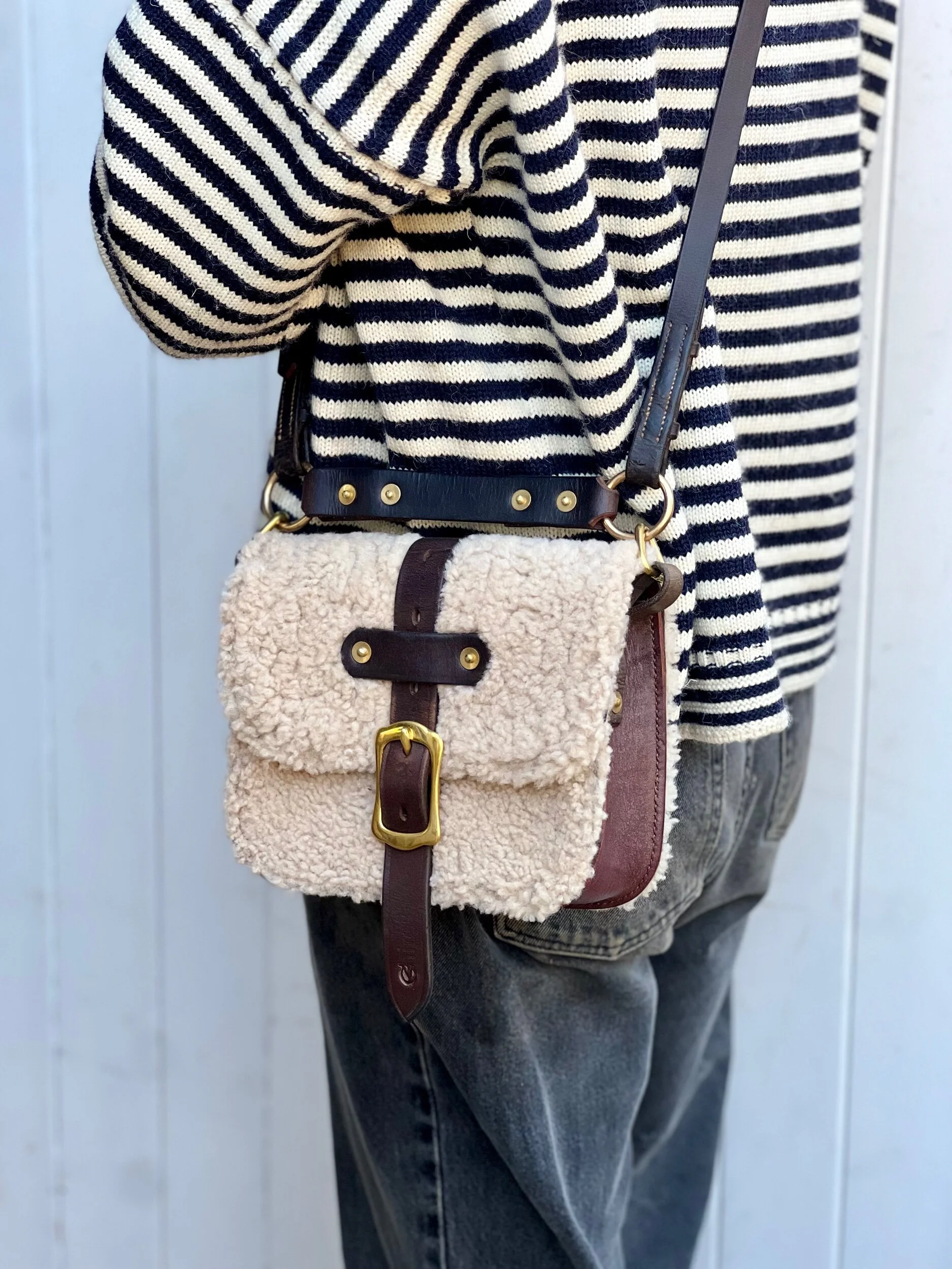 rag of colts handmade repurposed leatherwork shearling handbag