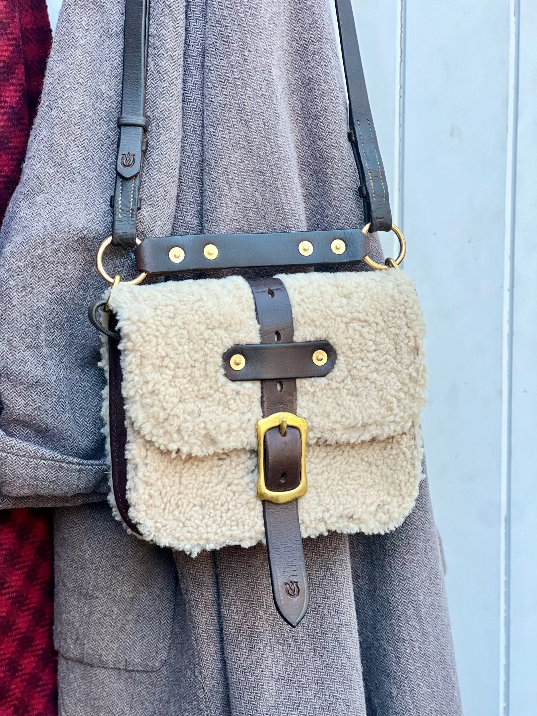 rag of colts handmade repurposed leatherwork shearling handbag