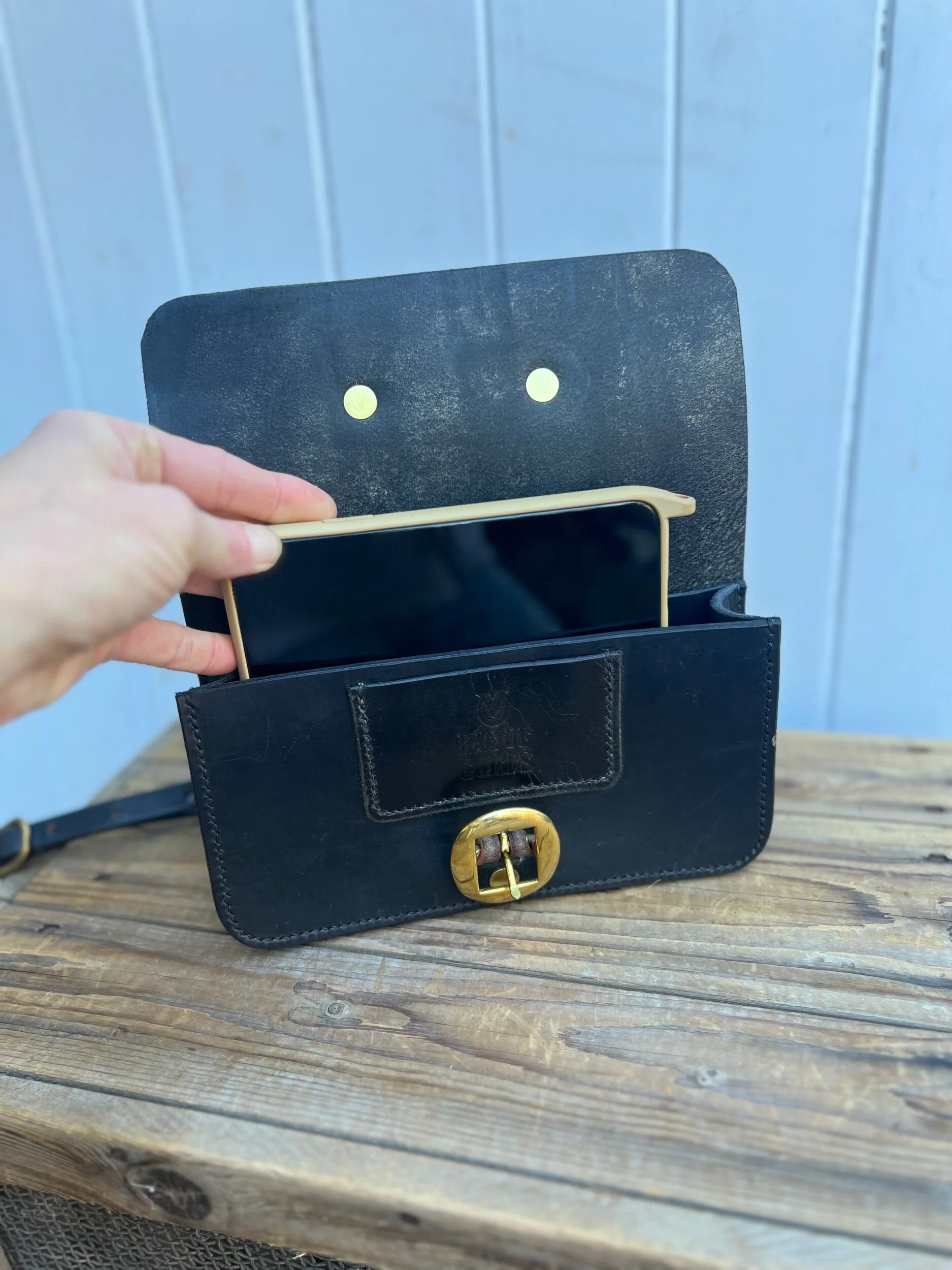 handmade repurposed rag of colts jean belt bag handbag saddle leather