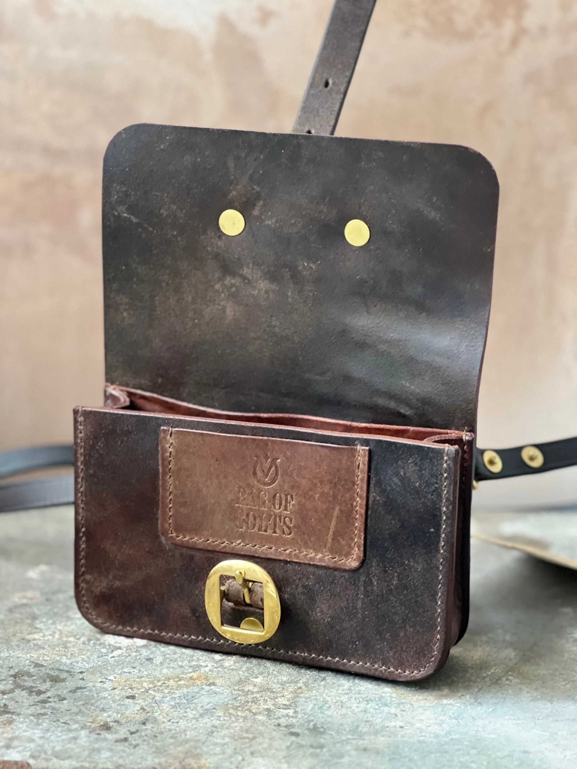 Rag of Colts handmade hand stitched repurposed leatherwork leather bag handbag belt bag saddle leather every day carry