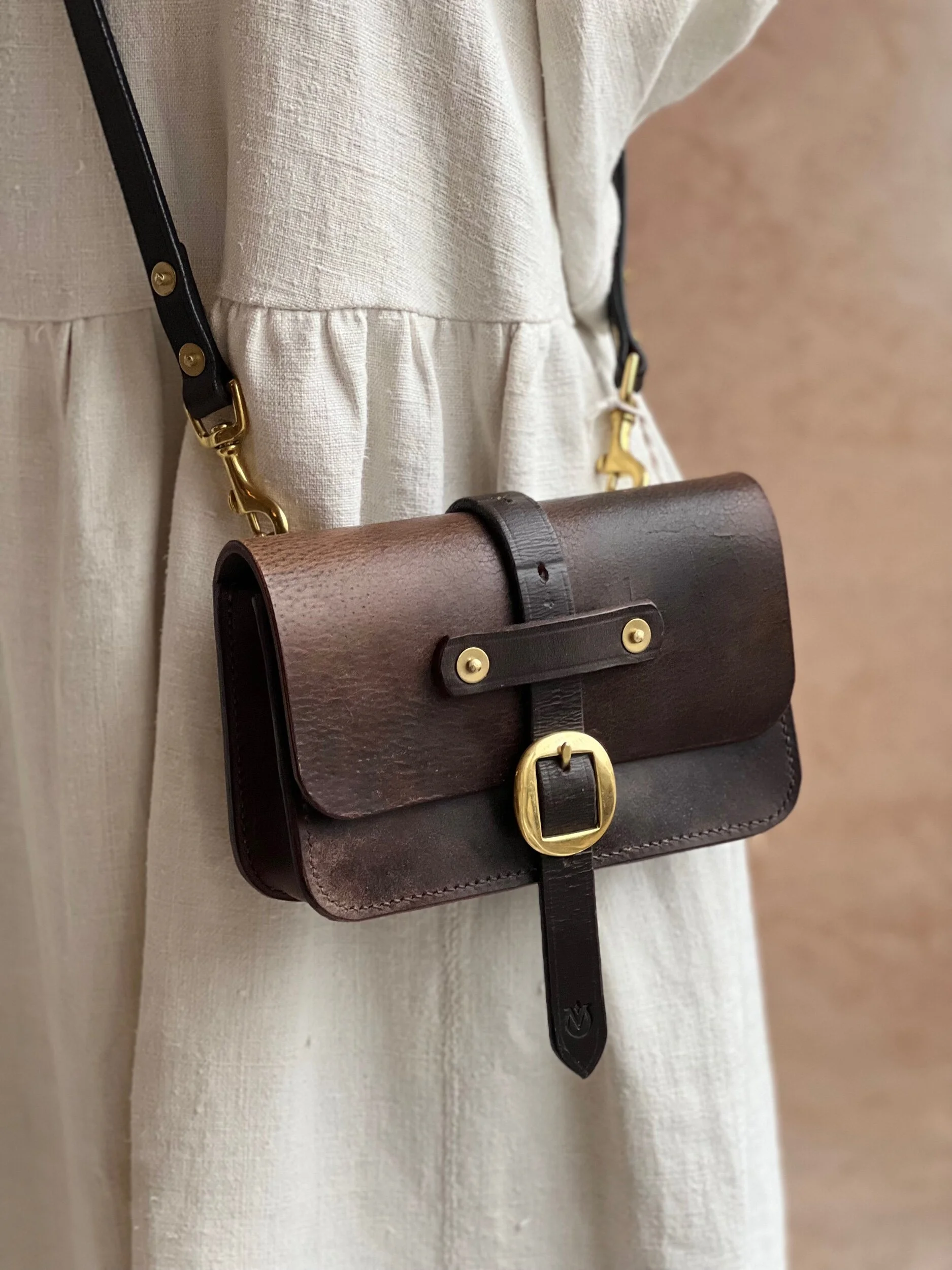 Rag of Colts handmade hand stitched repurposed leatherwork leather bag handbag belt bag saddle leather every day carry