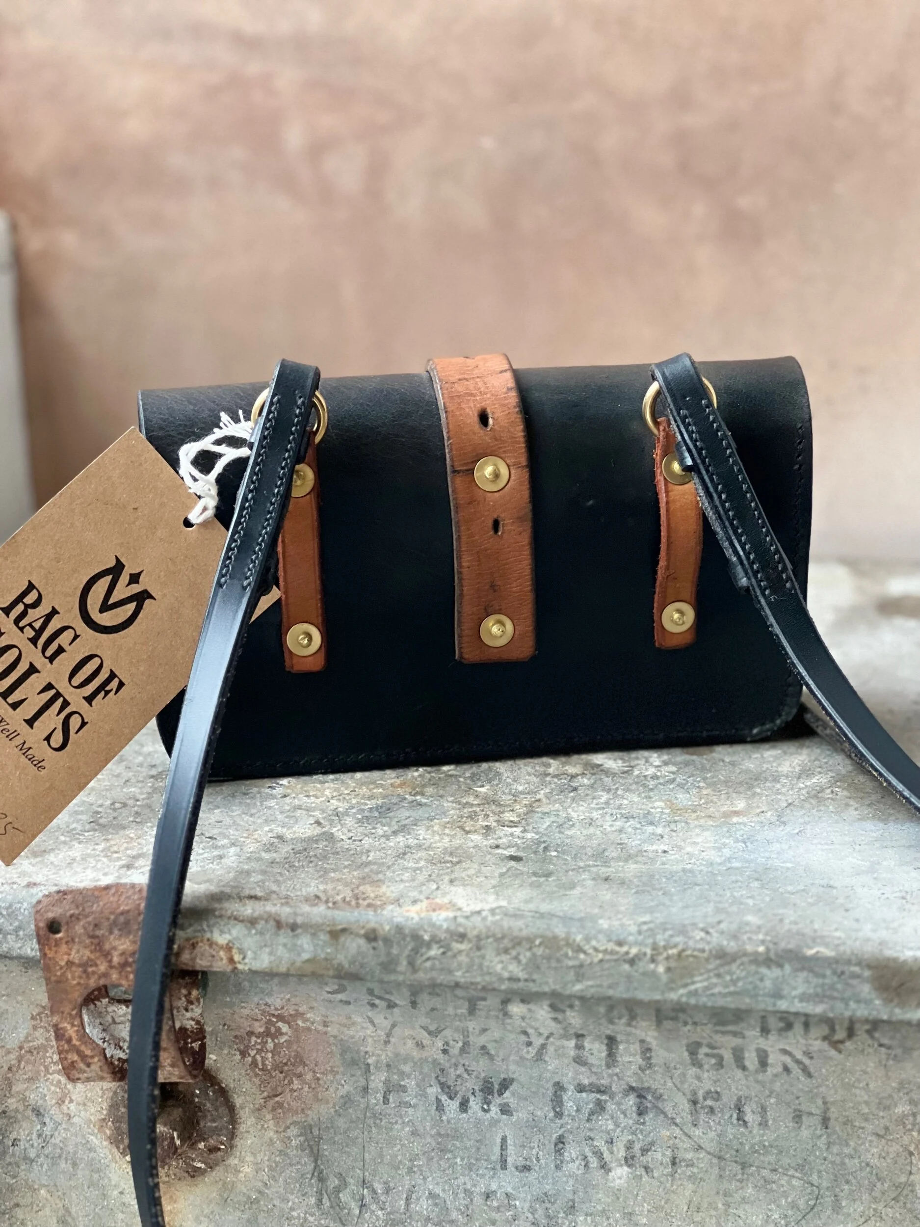 handmade repurposed rag of colts jean belt bag handbag saddle leather