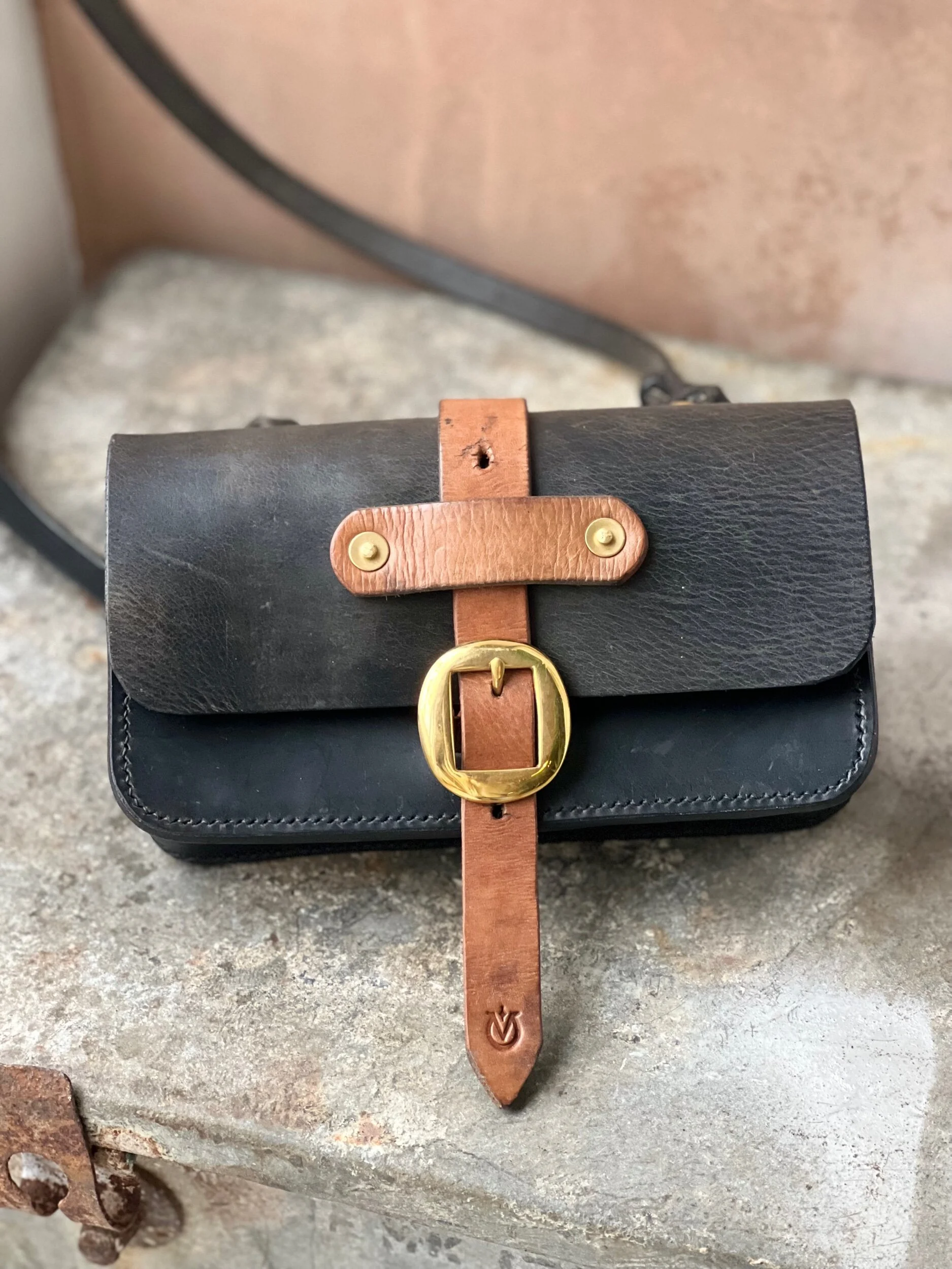 handmade repurposed rag of colts jean belt bag handbag saddle leather