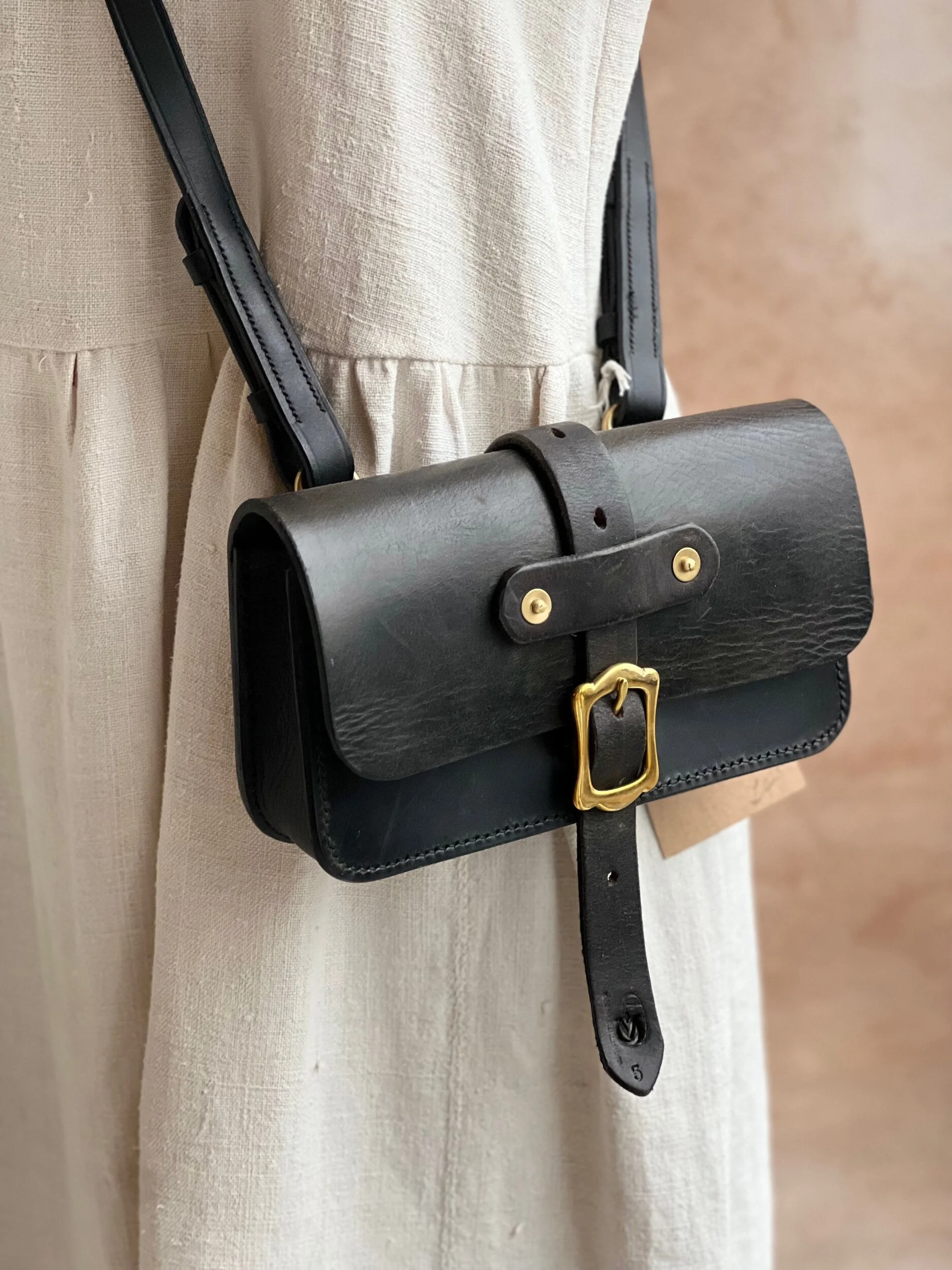 handmade repurposed rag of colts jean belt bag handbag saddle leather