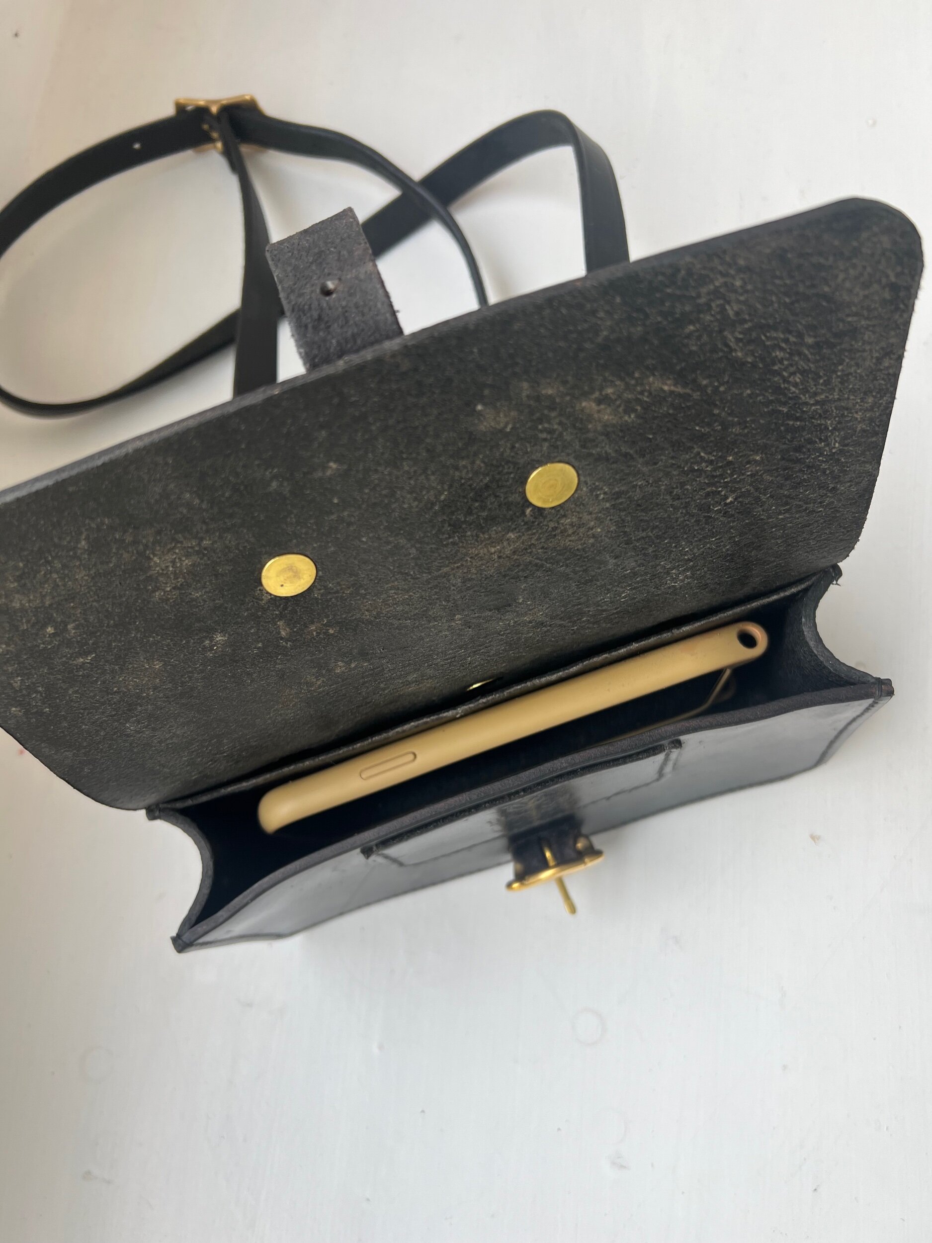 handmade repurposed rag of colts jean belt bag handbag saddle leather