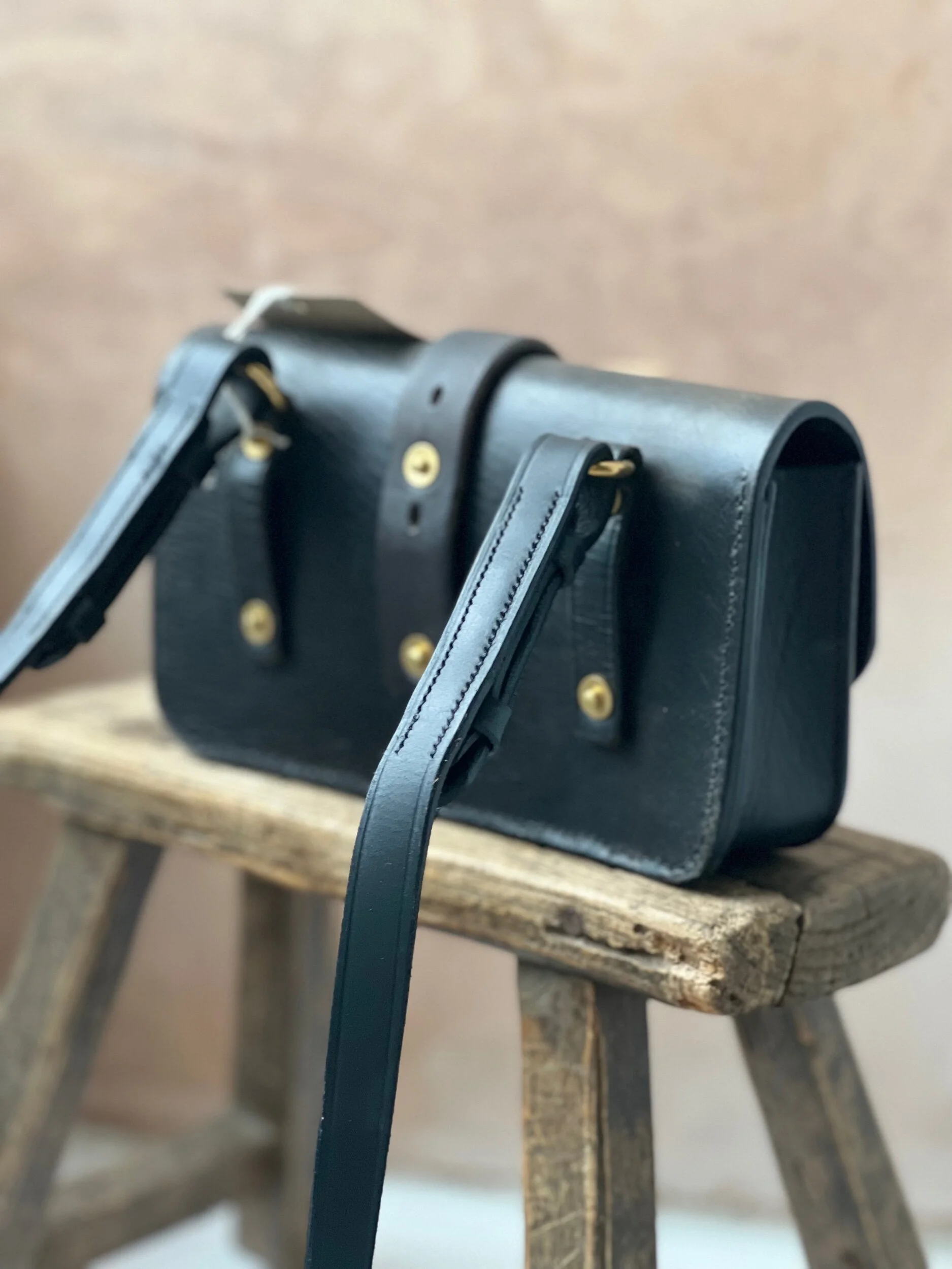 handmade repurposed rag of colts jean belt bag handbag saddle leather