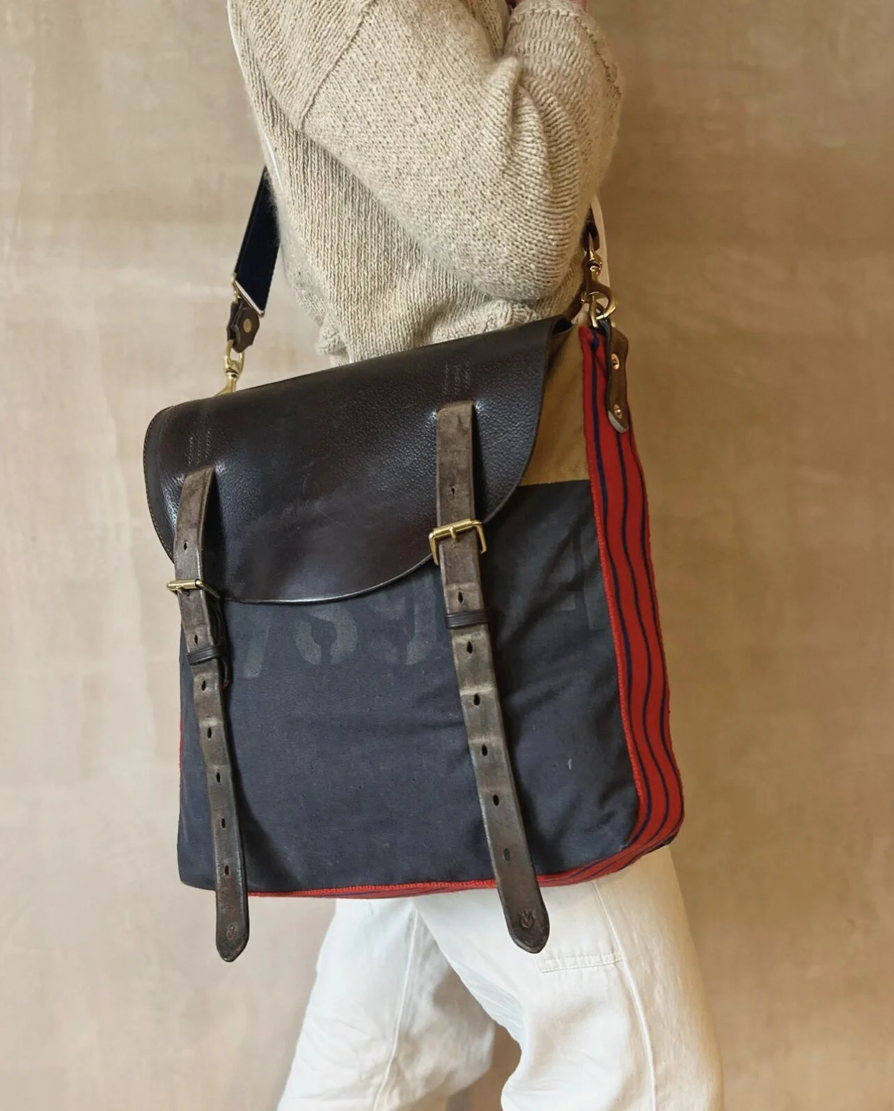 Rag of Colts  repurposed military canvas satchel bag messenger bag man bag handmade slow fashion