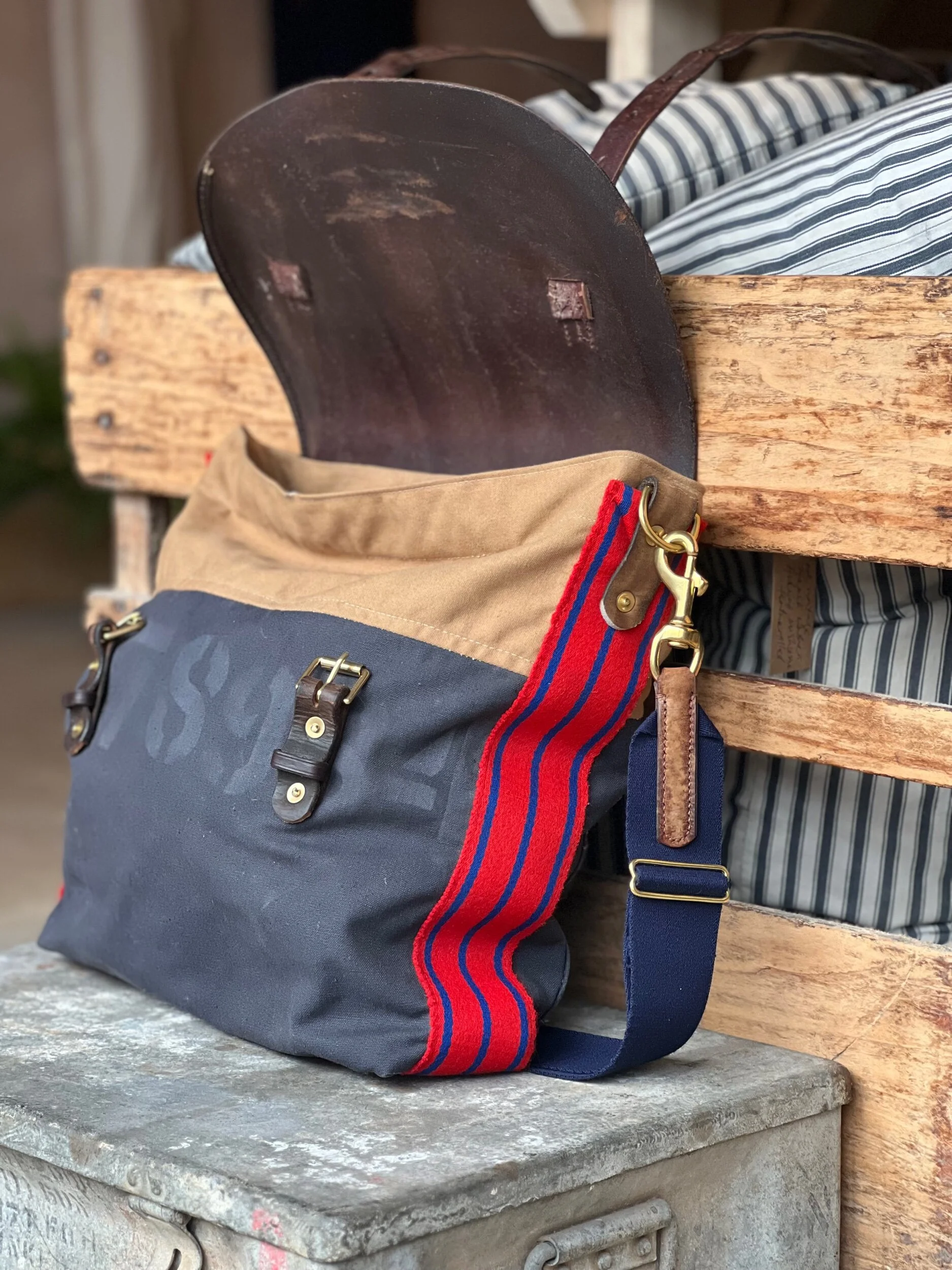 Rag of Colts  repurposed military canvas satchel bag messenger bag man bag handmade slow fashion